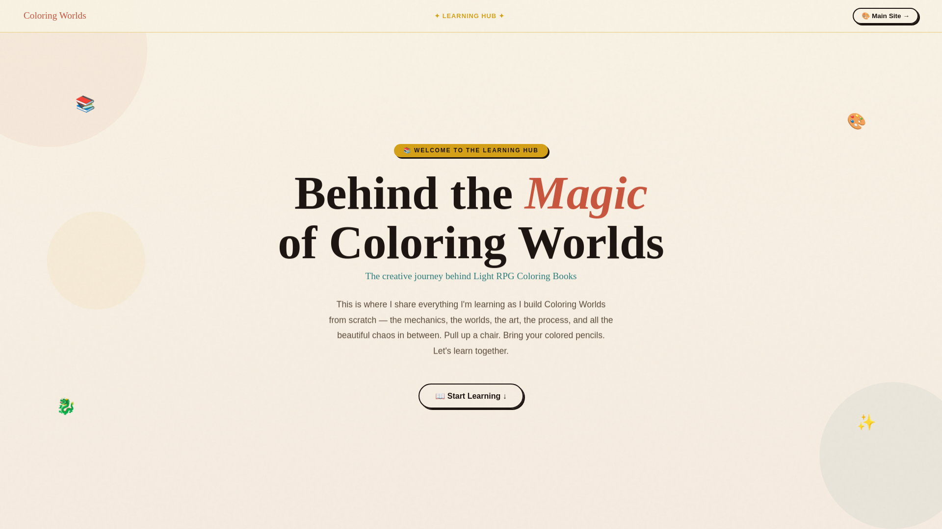 website screenshot of https://coloringworlds.network/