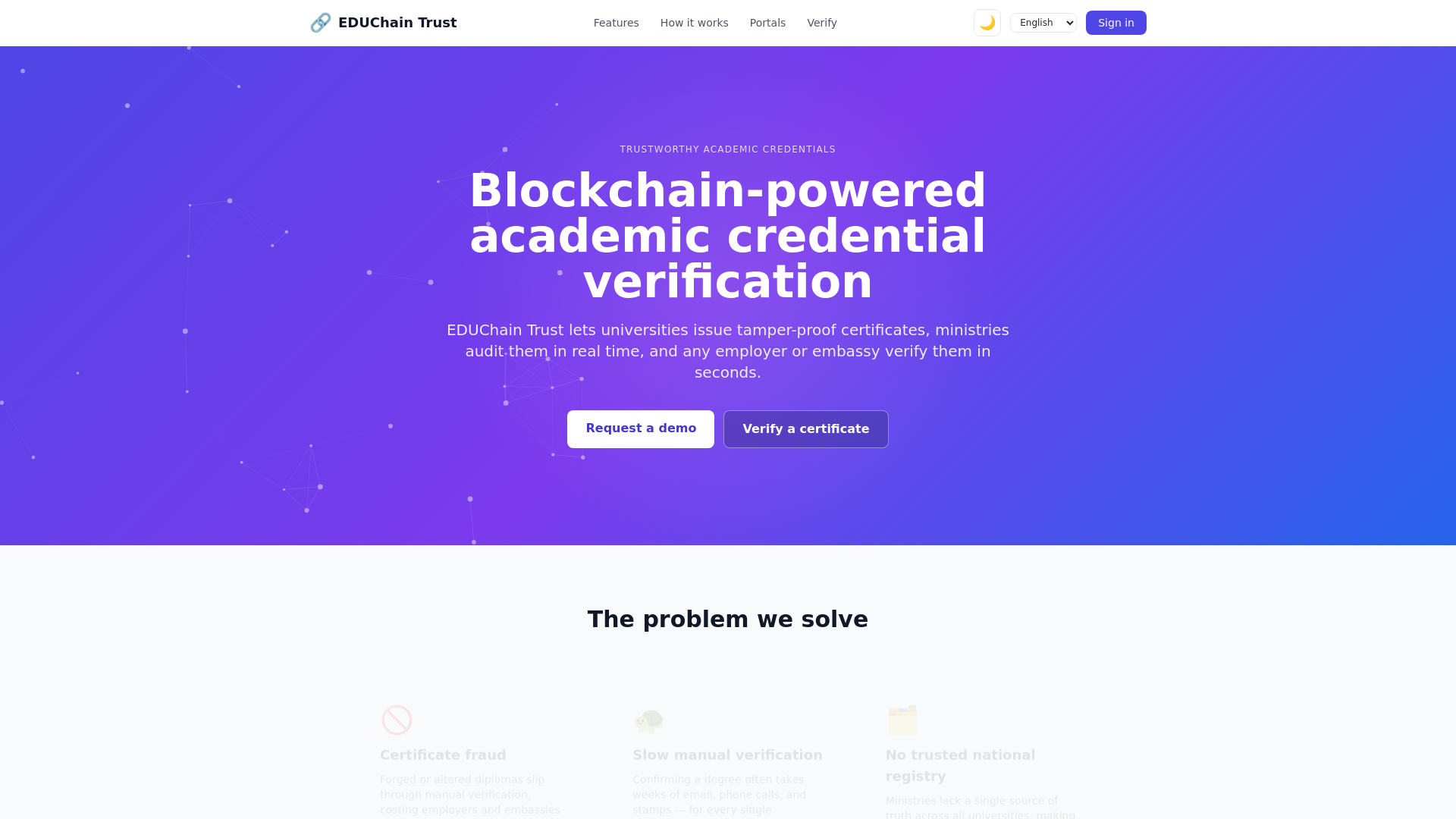 website screenshot of https://educhaintrust.com/
