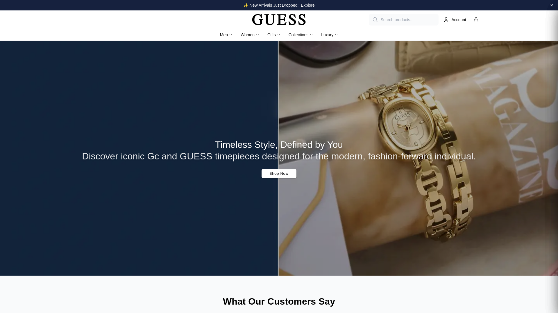 website screenshot of https://guesswatchesboutique.shop/