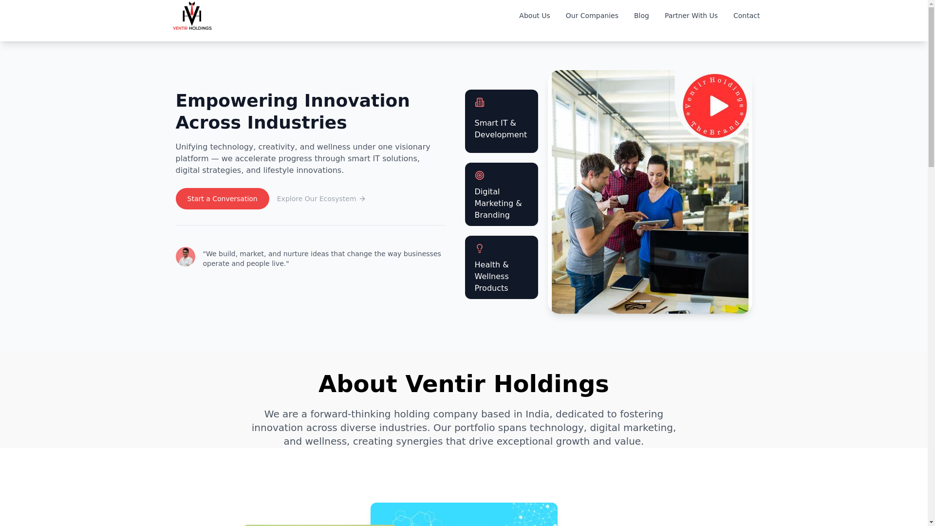 website screenshot of https://ventirventures.com/