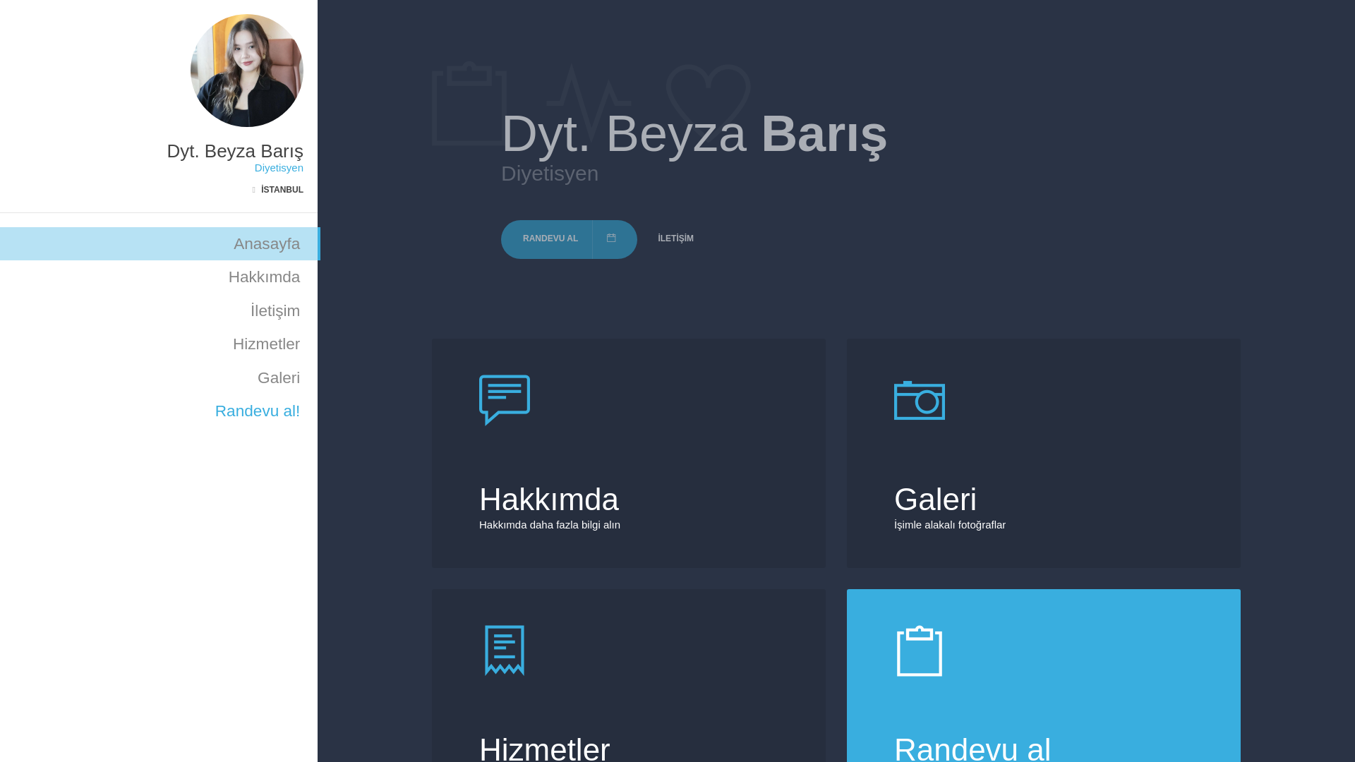 website screenshot of https://diyetisyenbeyzabaris.com/