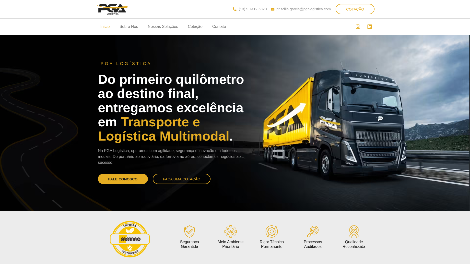 website screenshot of https://pgalogistica.com