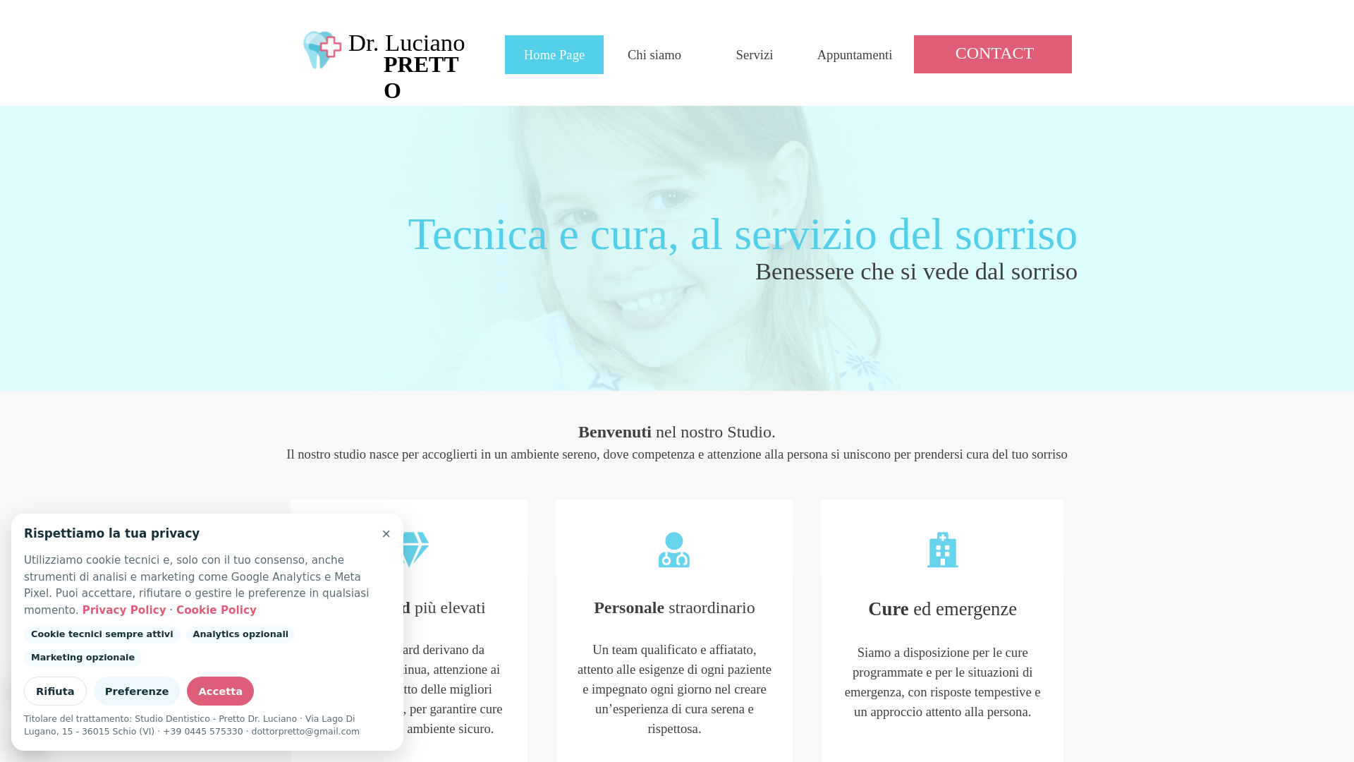 website screenshot of https://lucianopretto.it