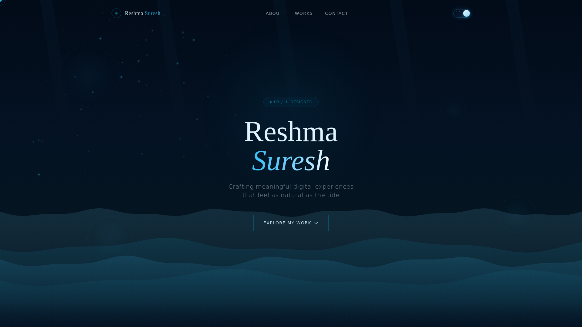 website screenshot of https://reshmasureshuxdesigner.online