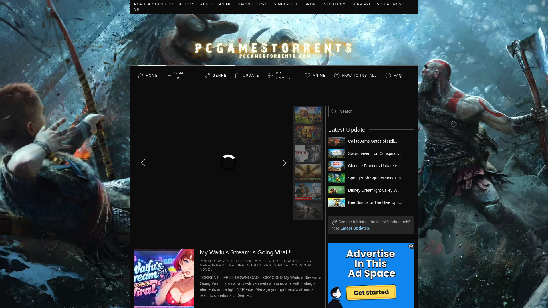 website screenshot of https://pcgamestorrents.com/