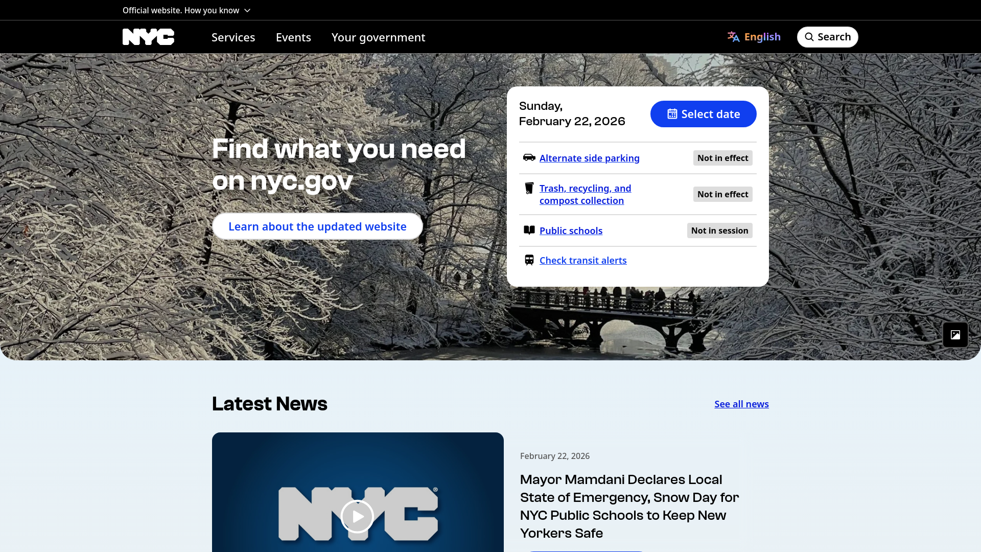 website screenshot of https://on.nyc.gov/