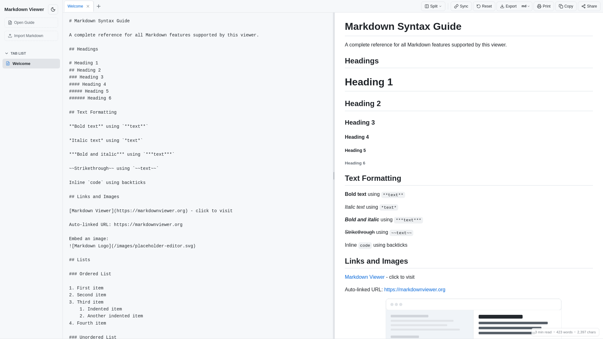 website screenshot of https://markdownviewer.org/