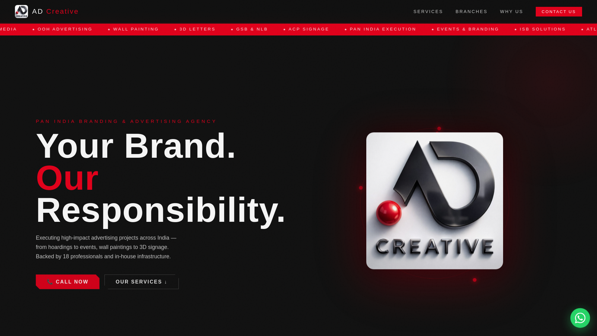 website screenshot of https://creativead.co.in