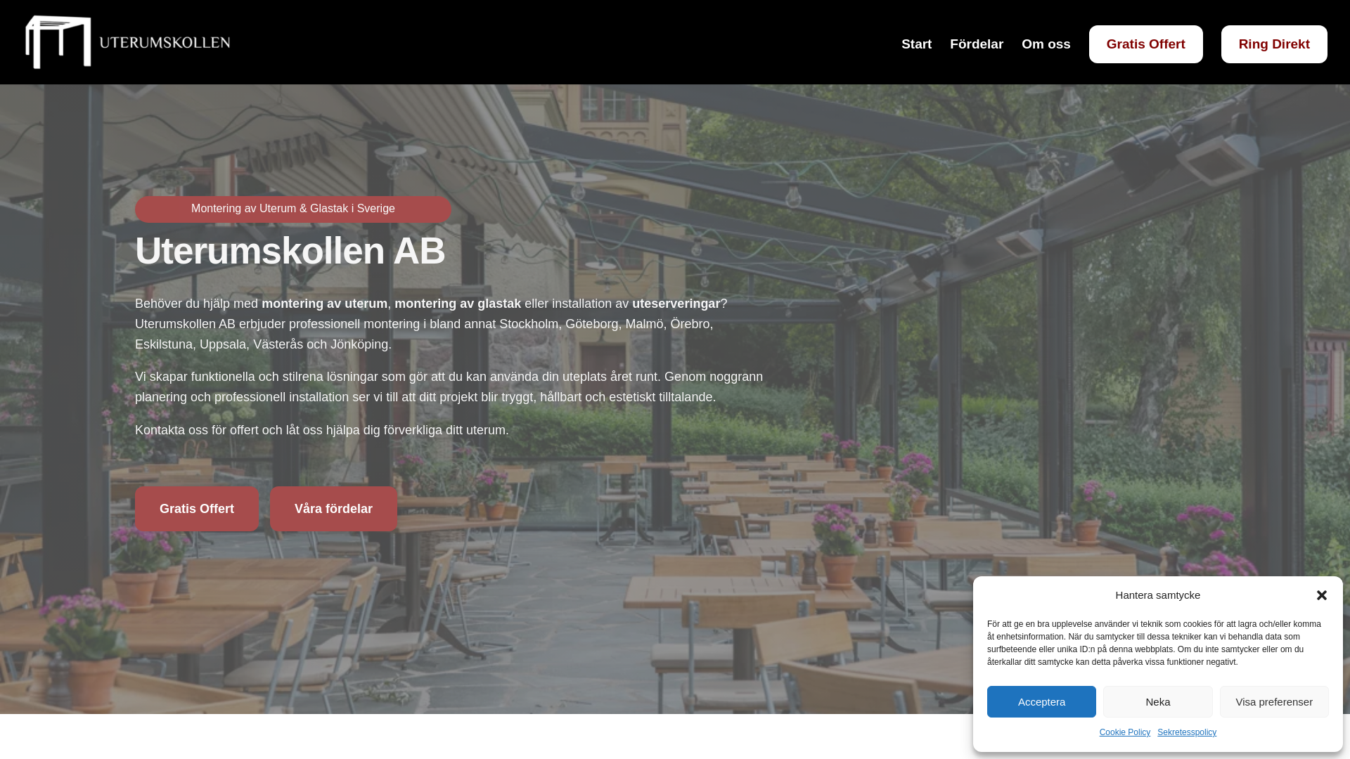website screenshot of https://uterumskollen.nu