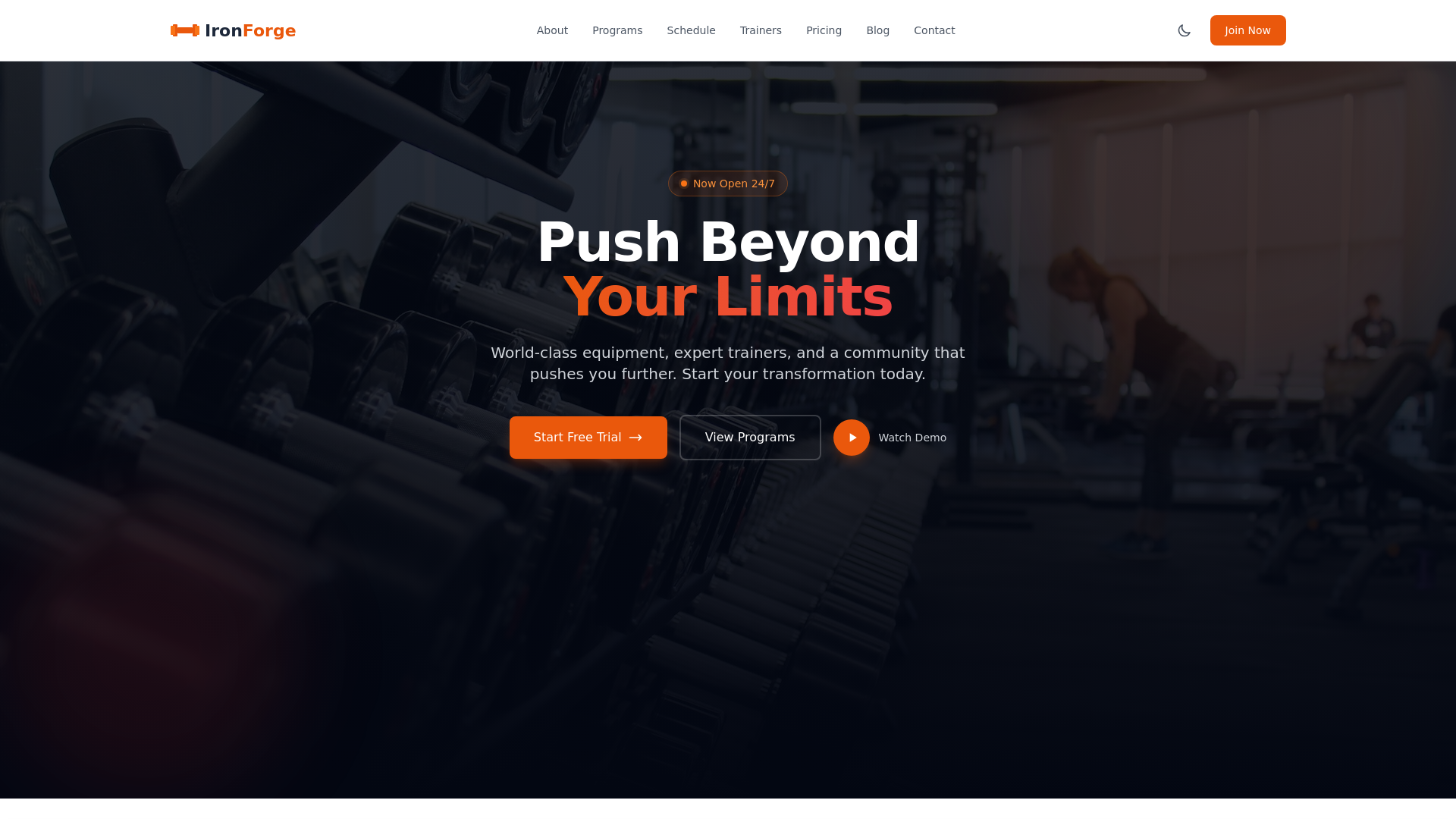 website screenshot of https://ironforge-colorlib.pages.dev/