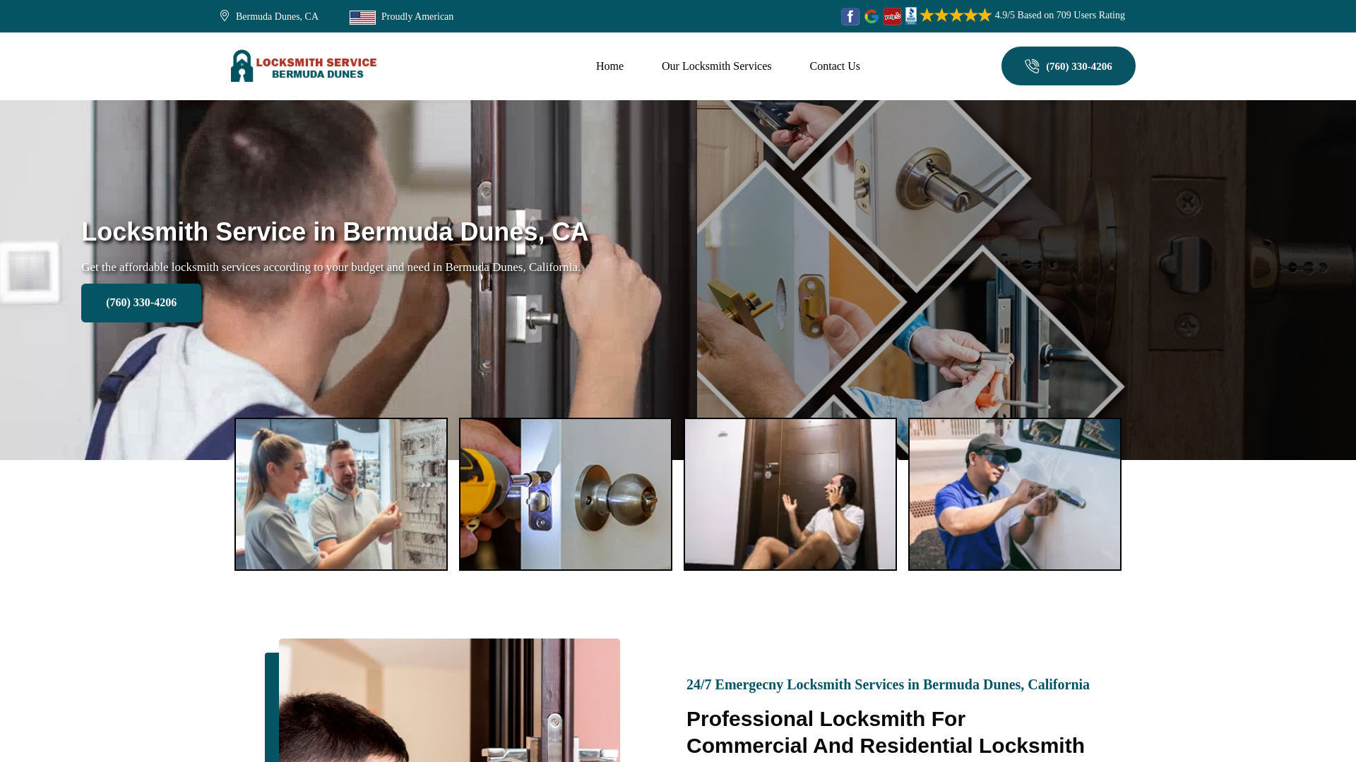website screenshot of https://locksmithbermudadunes.com
