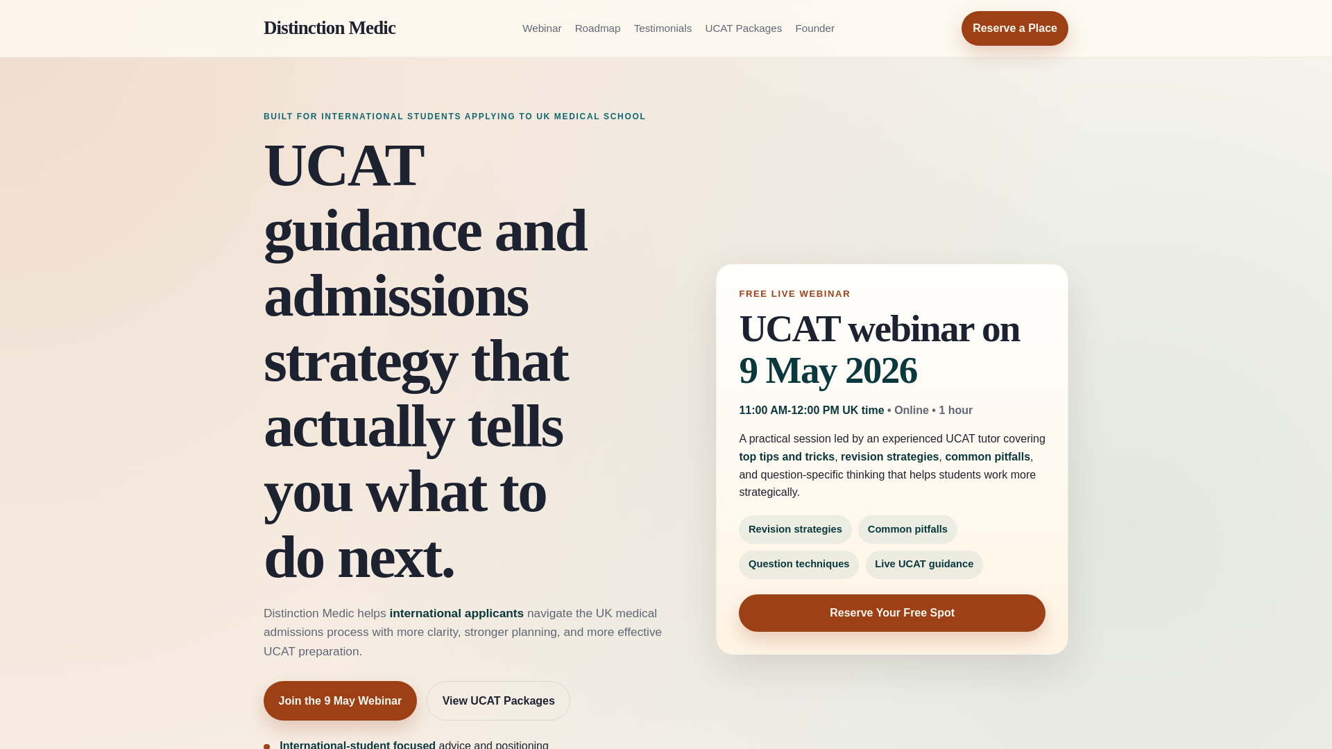 website screenshot of https://distinctionmedic.co.uk/