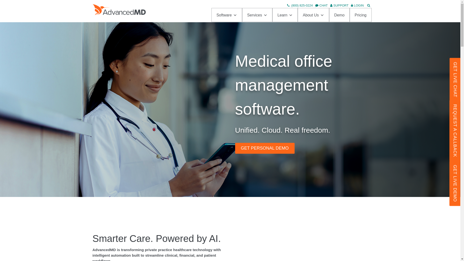 website screenshot of https://advancedmd.com/