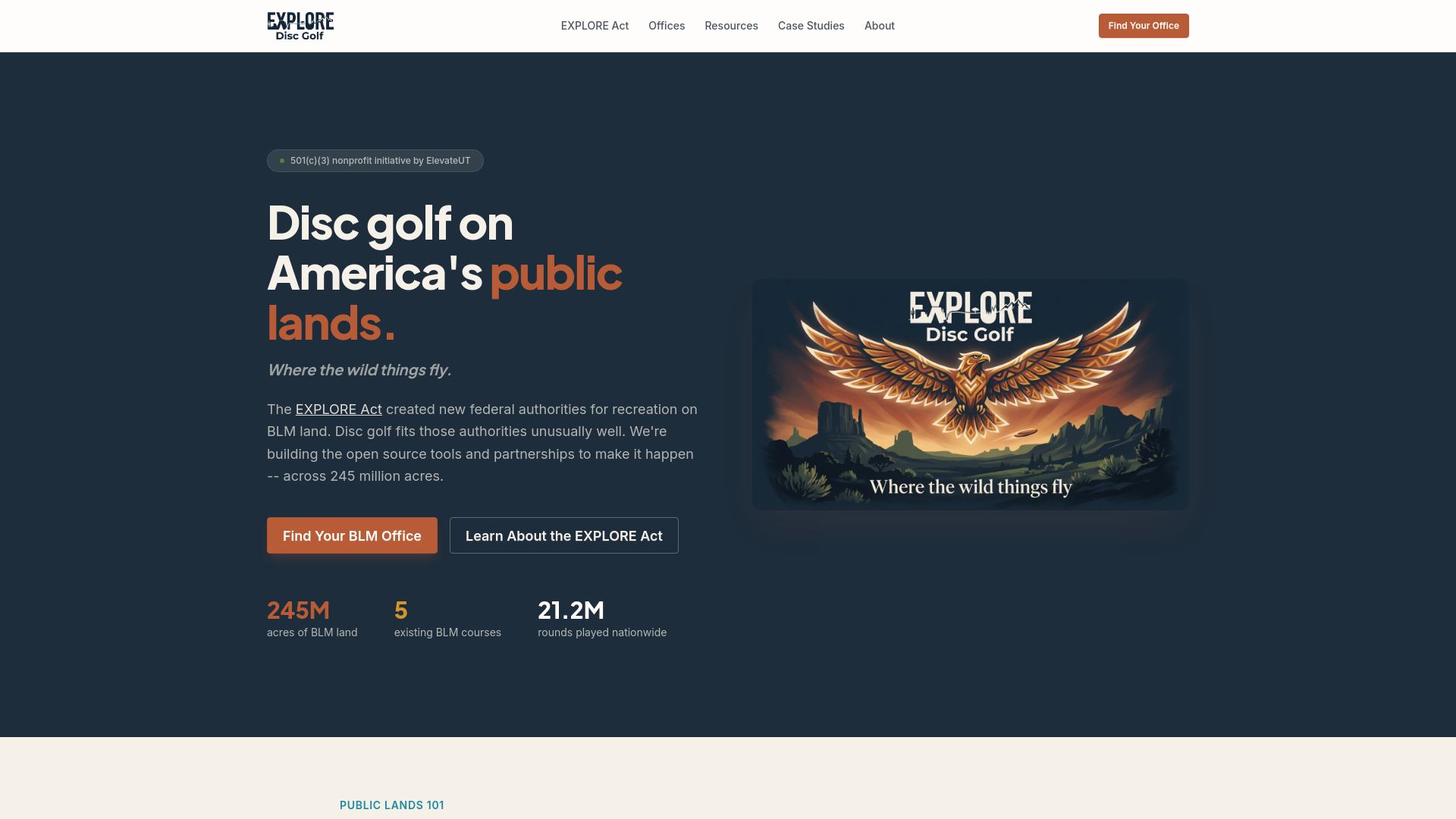 website screenshot of https://explorediscgolf.org/