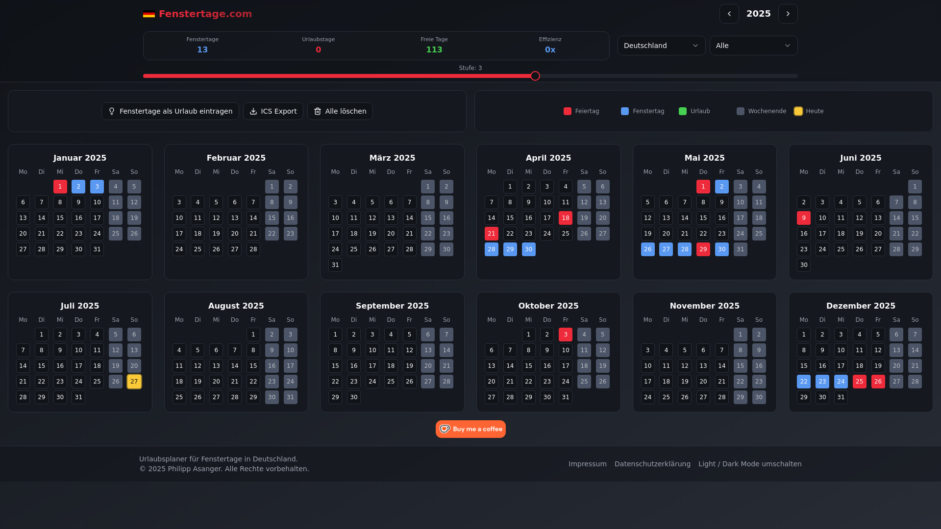 website screenshot of https://fenstertage.pages.dev/