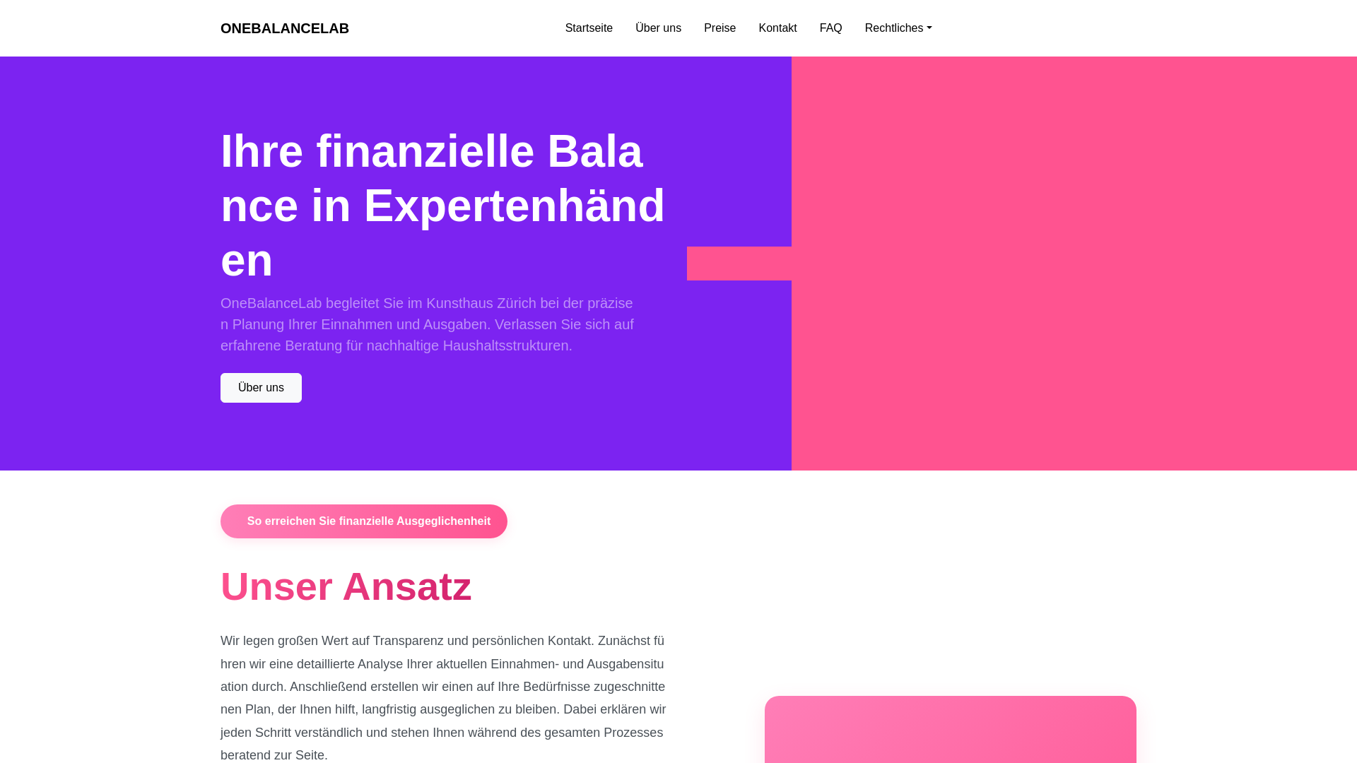 website screenshot of https://onebalancelab.com