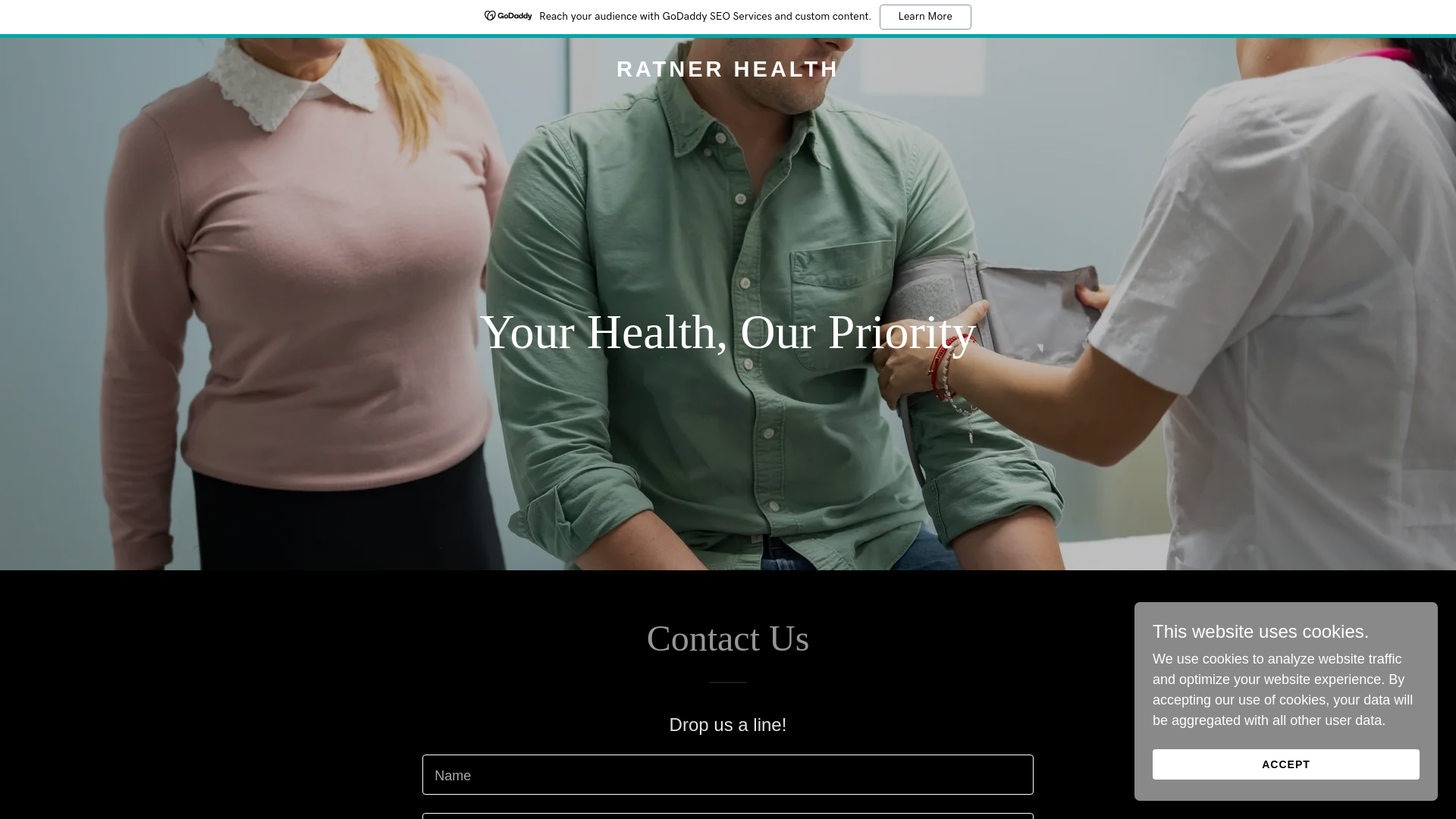 website screenshot of https://ratnerhealth.com/