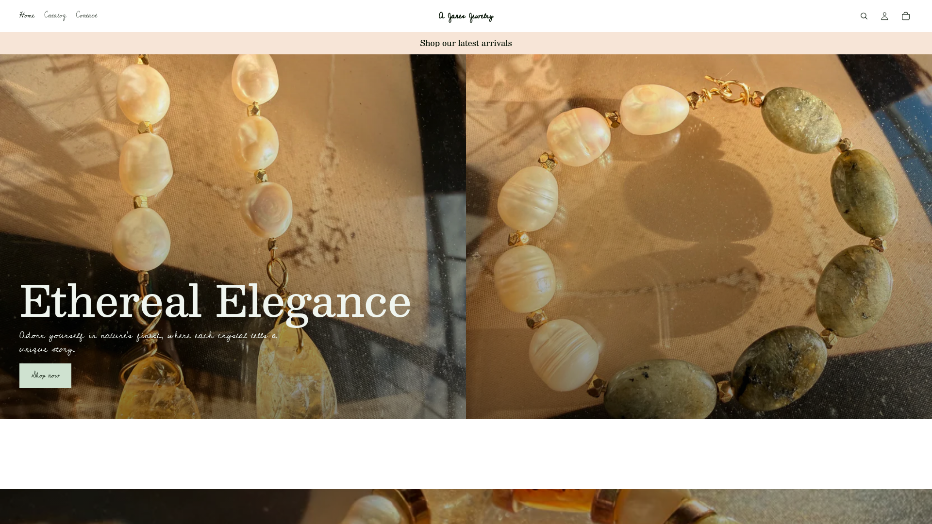 website screenshot of https://ajanesjewelry.com/