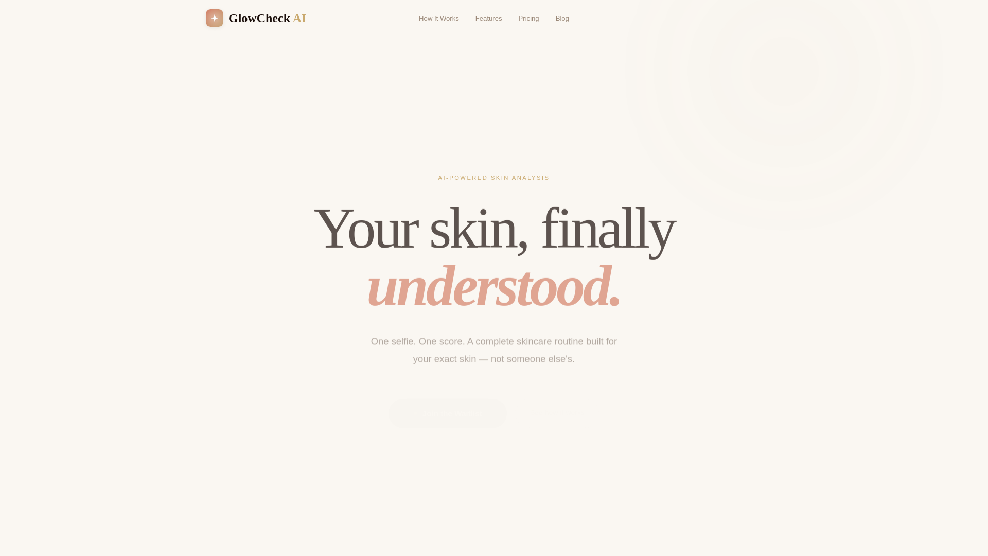 website screenshot of https://glowcheckai.app/
