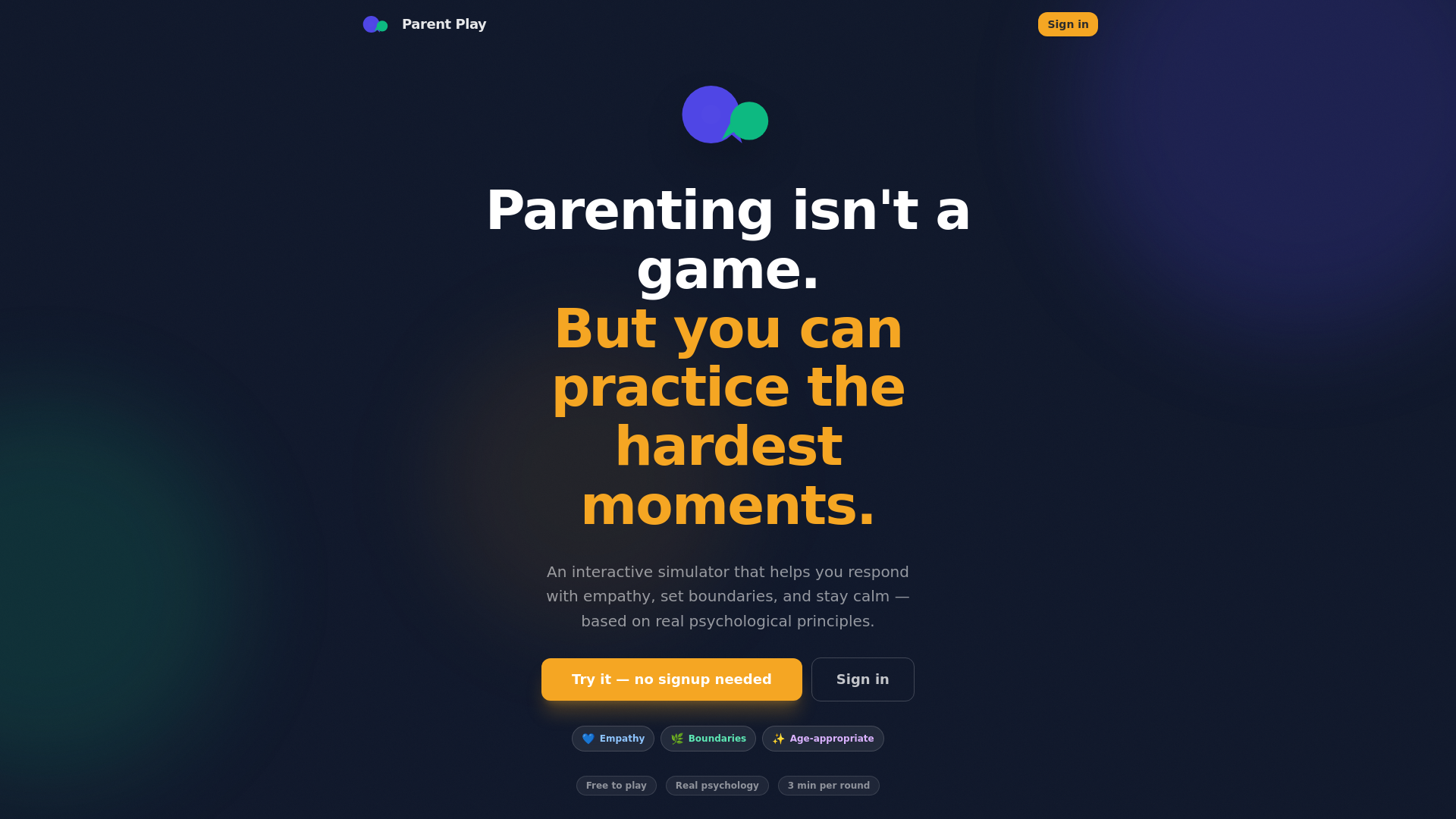 website screenshot of https://parentplay.app