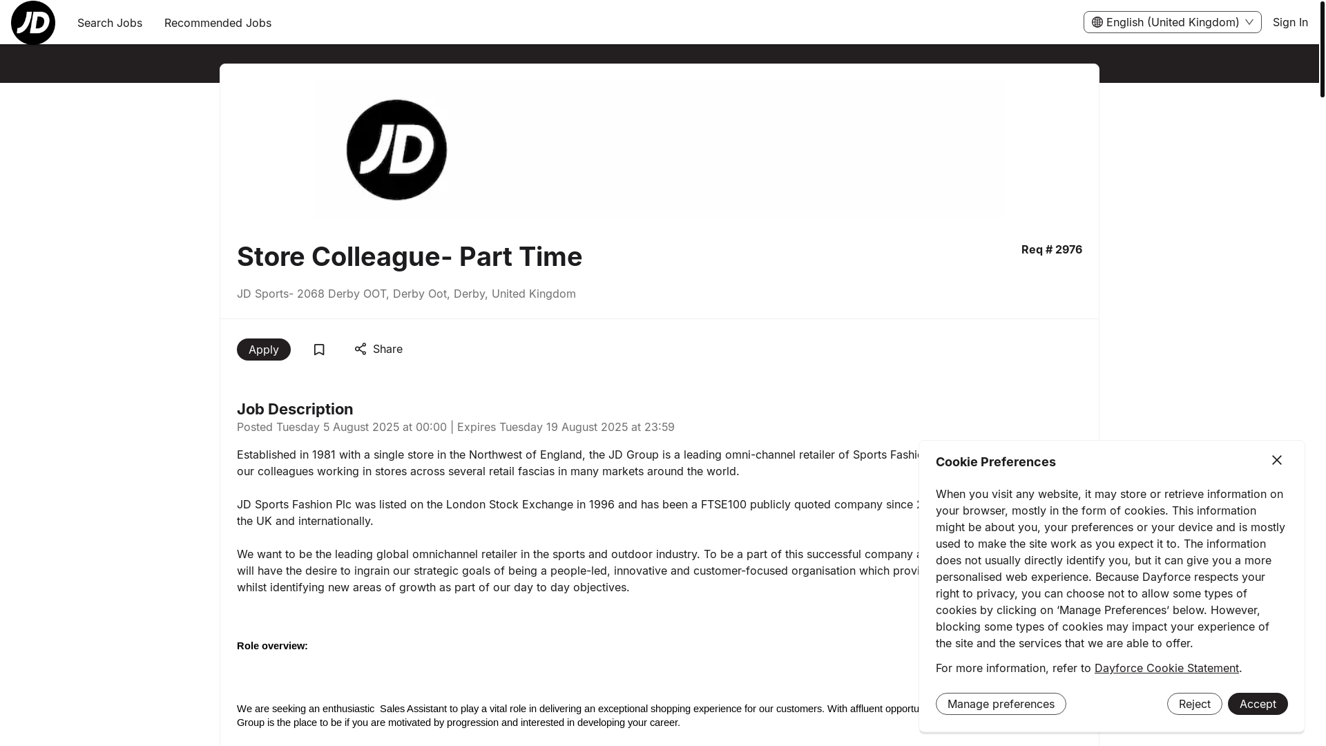 website screenshot of https://jobs.dayforcehcm.com/en-GB/jdemea/CANDIDATEPORTAL/jobs/10697