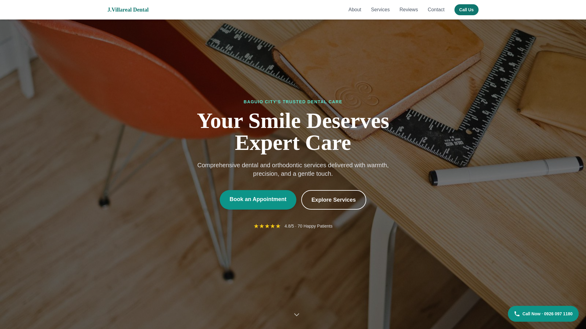 website screenshot of https://demo-j-villareal-dental-and-ortho.pages.dev/