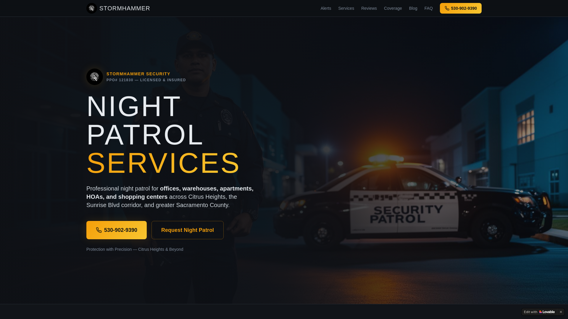 website screenshot of https://citrusheightsnightpatrolservices.company/