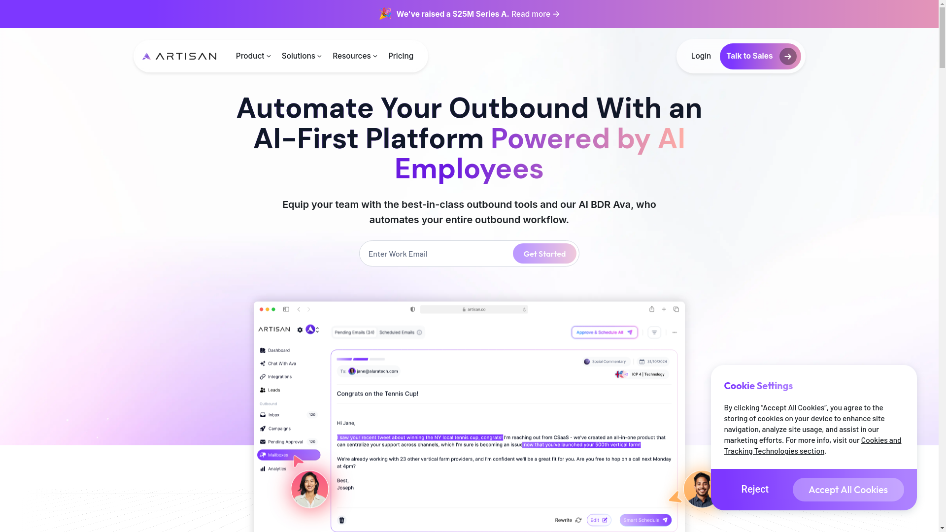 website screenshot of https://artisancoagency.com/