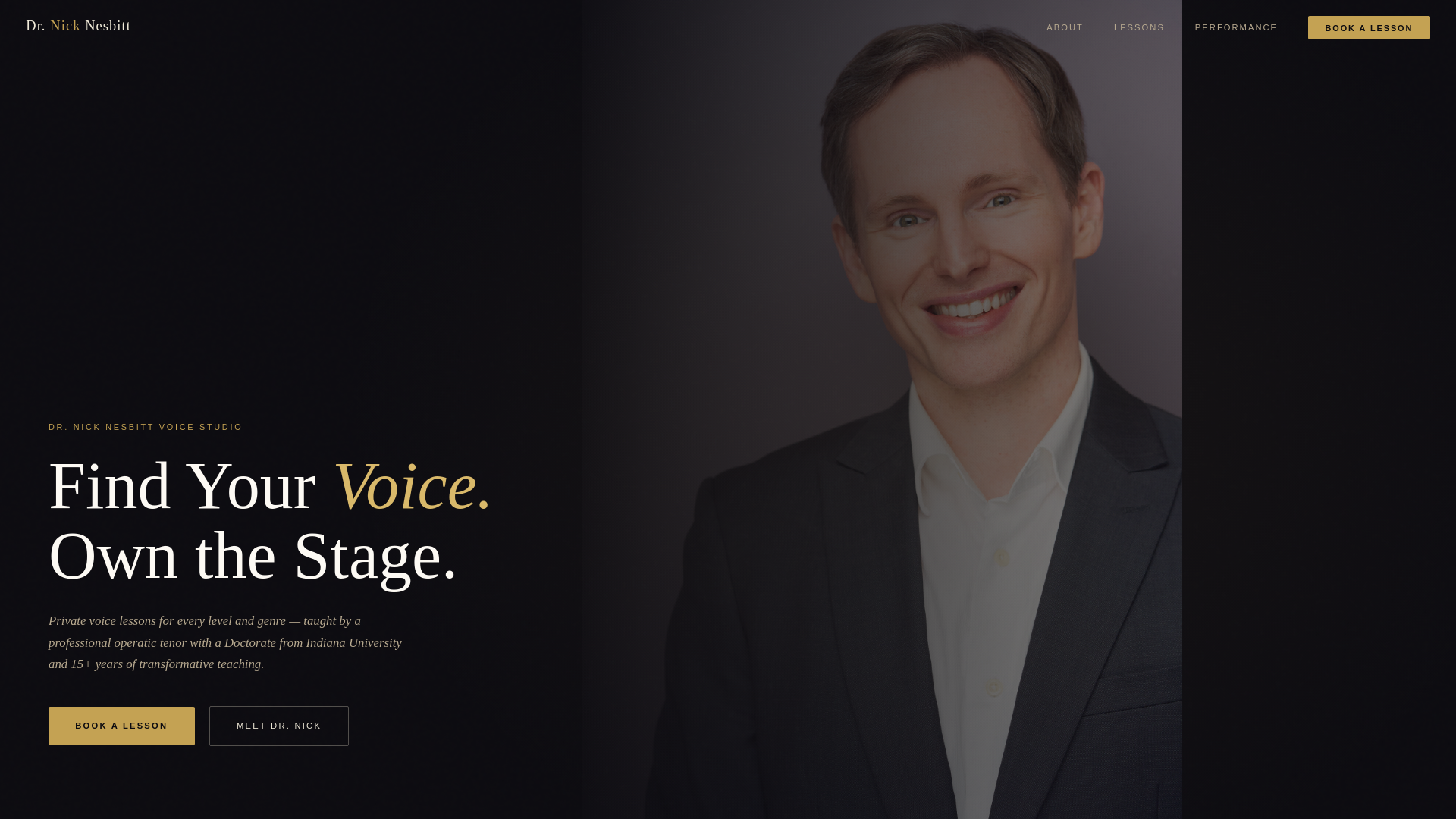 website screenshot of https://drnickvoicestudio.com/