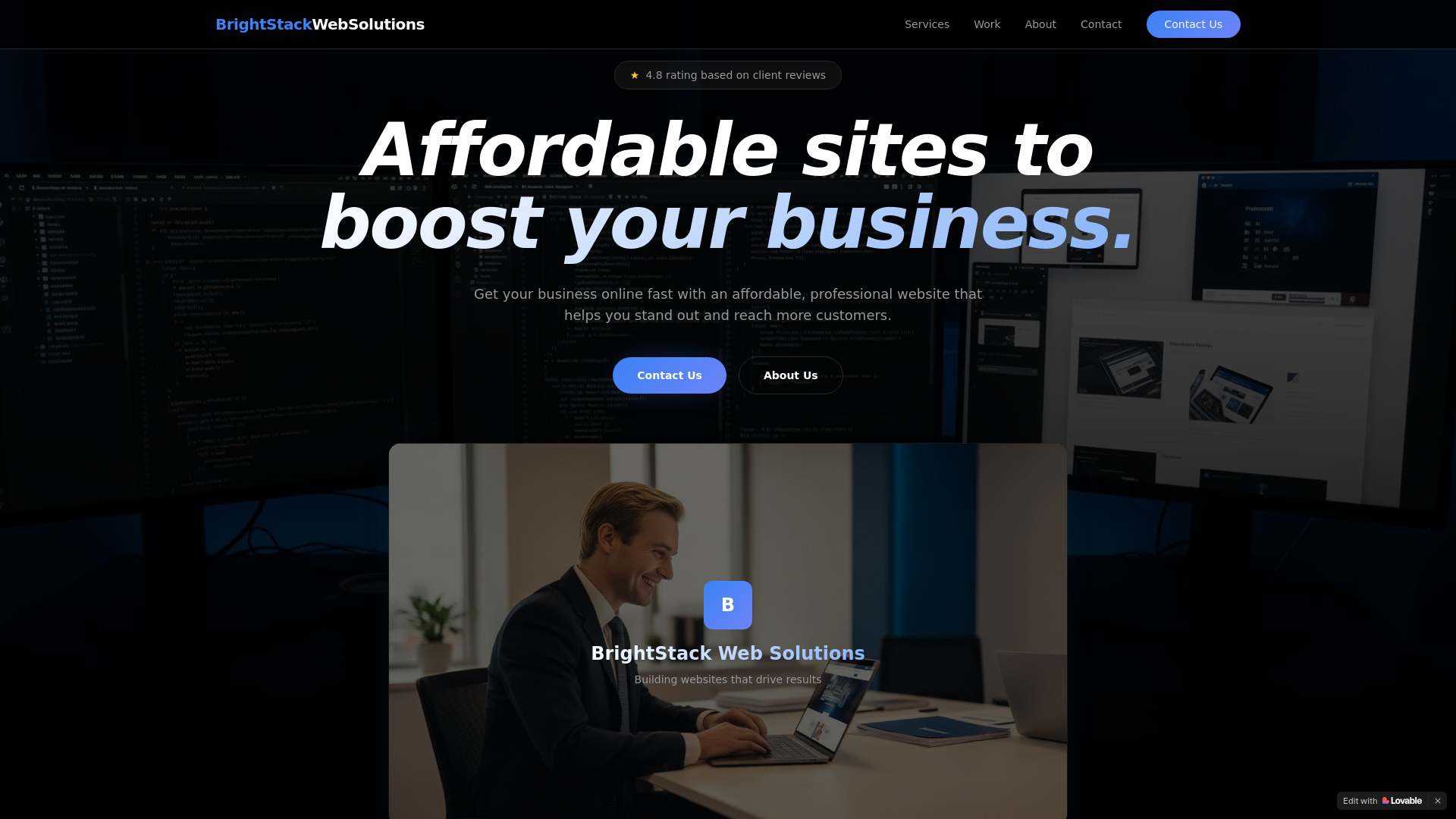 website screenshot of https://brightstackwebsolutions.com/