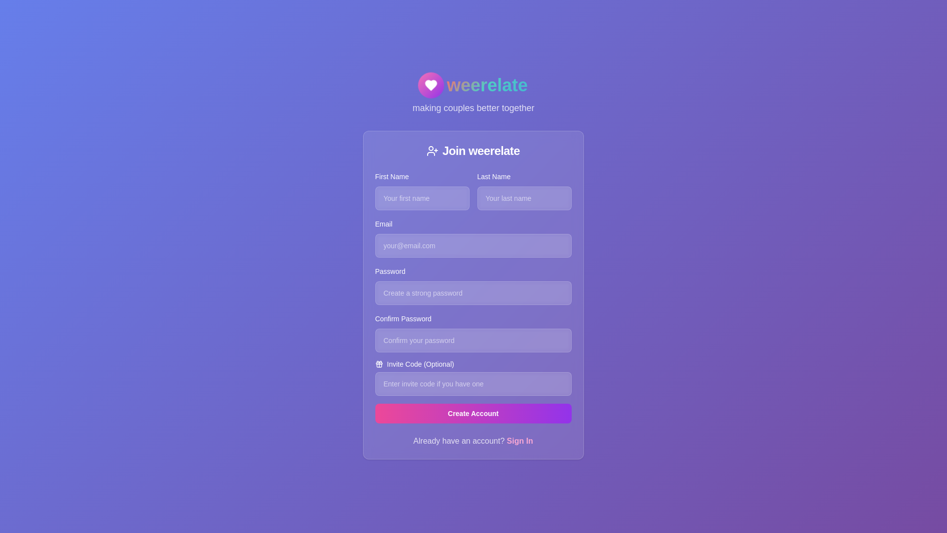 website screenshot of https://weerelate.space/