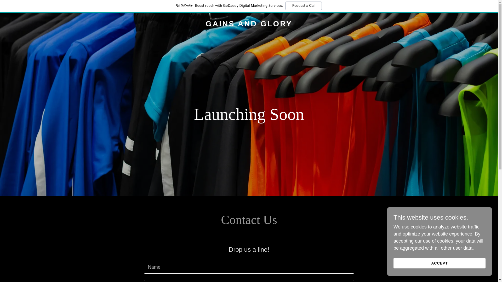 website screenshot of https://gainsandglory.fit/