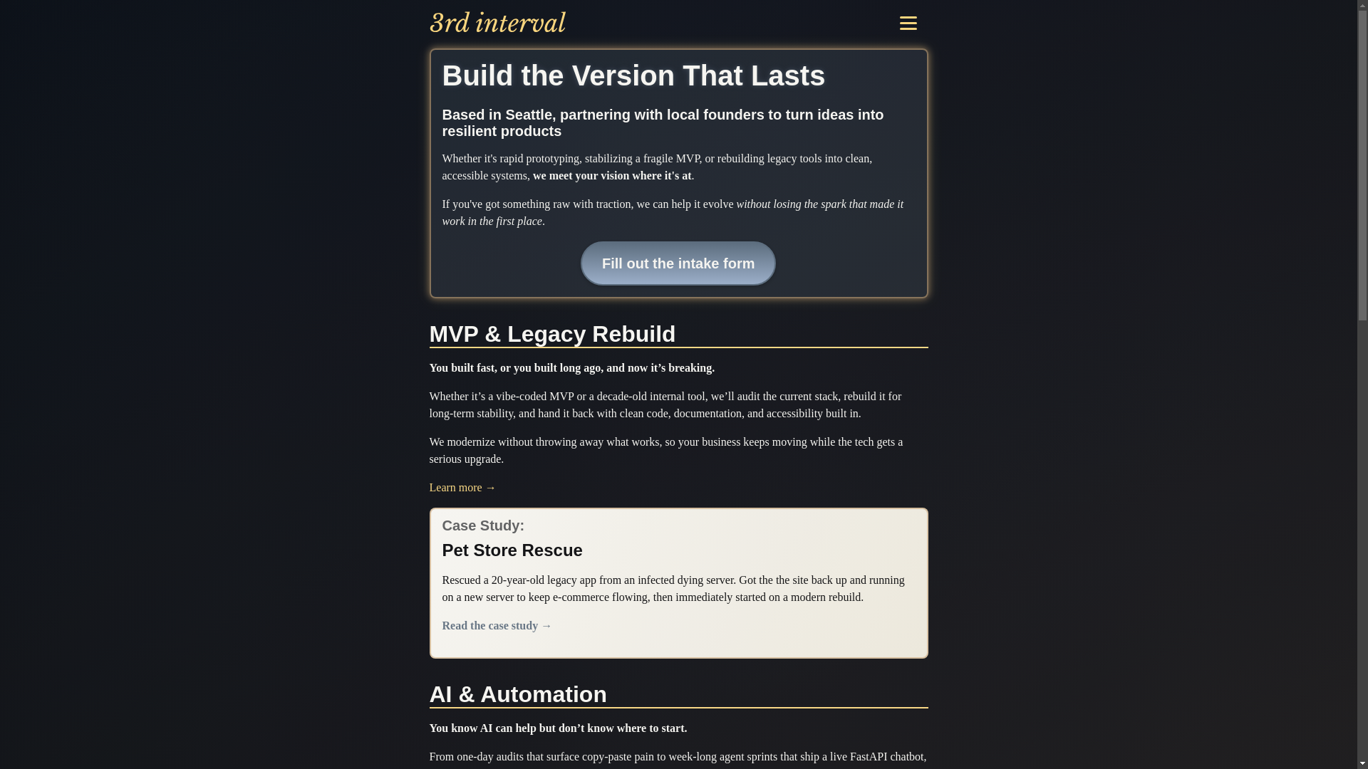 website screenshot of https://thirdinterval.dev/