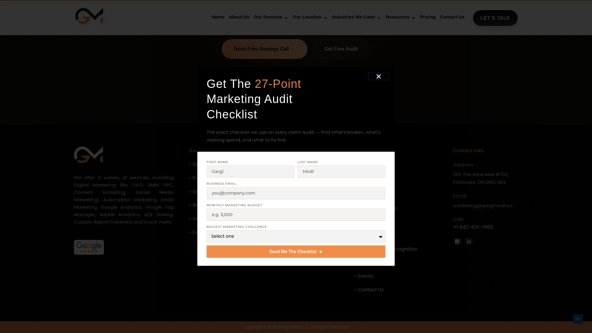website screenshot of https://globalgargimodi.com/