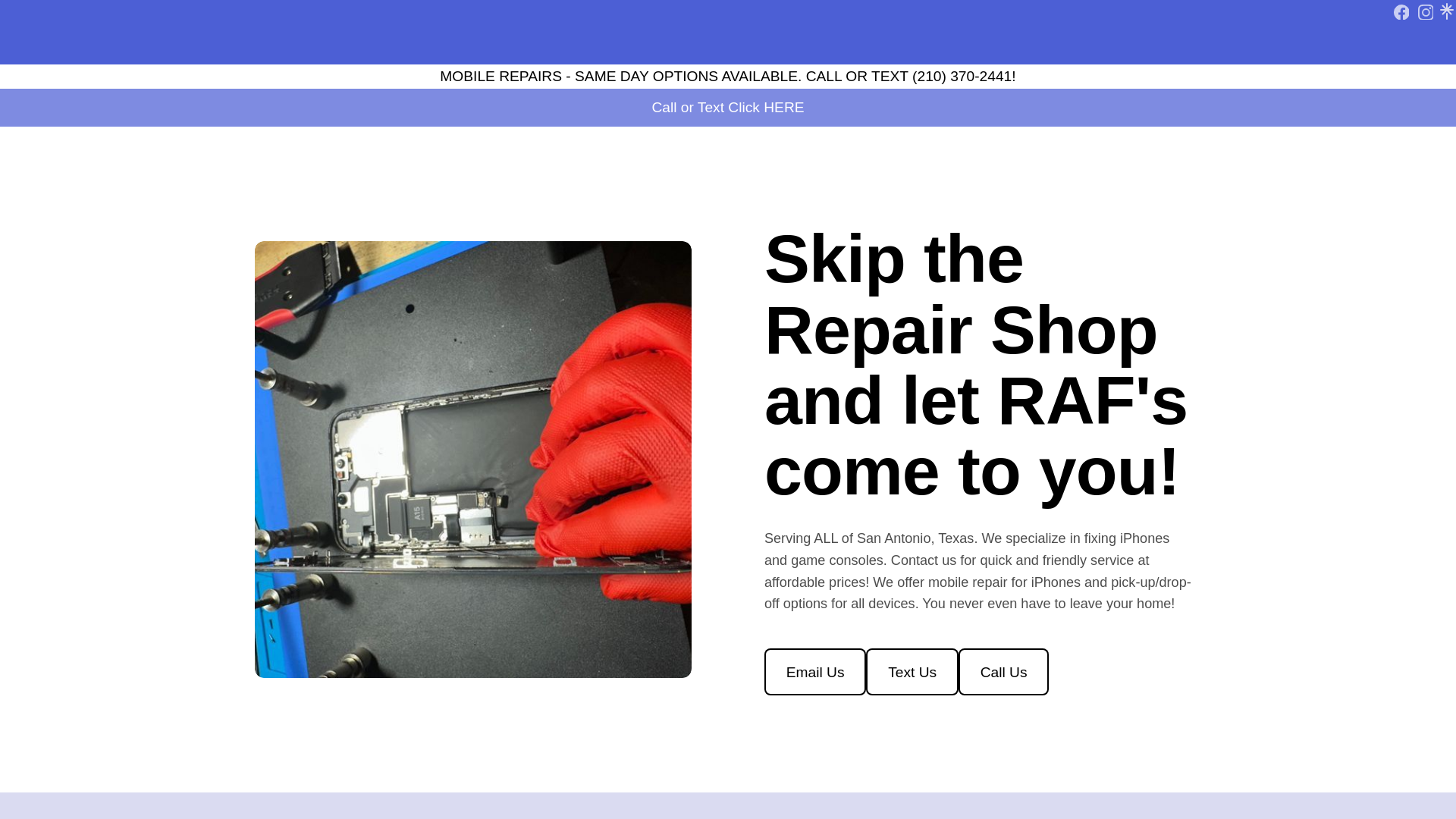 website screenshot of https://rafselectronicsrepair.com