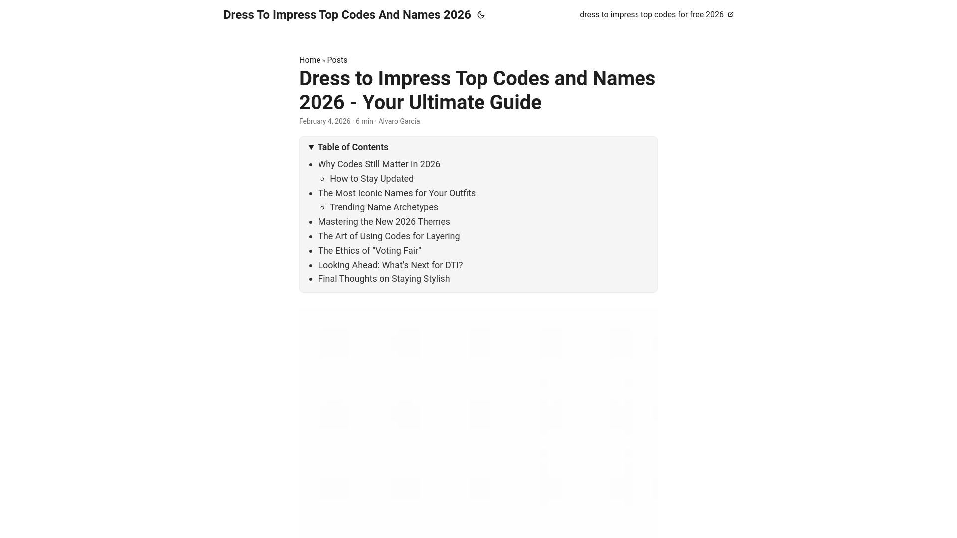 website screenshot of https://dresstoimpresstopcodesandnames2026.pages.dev/