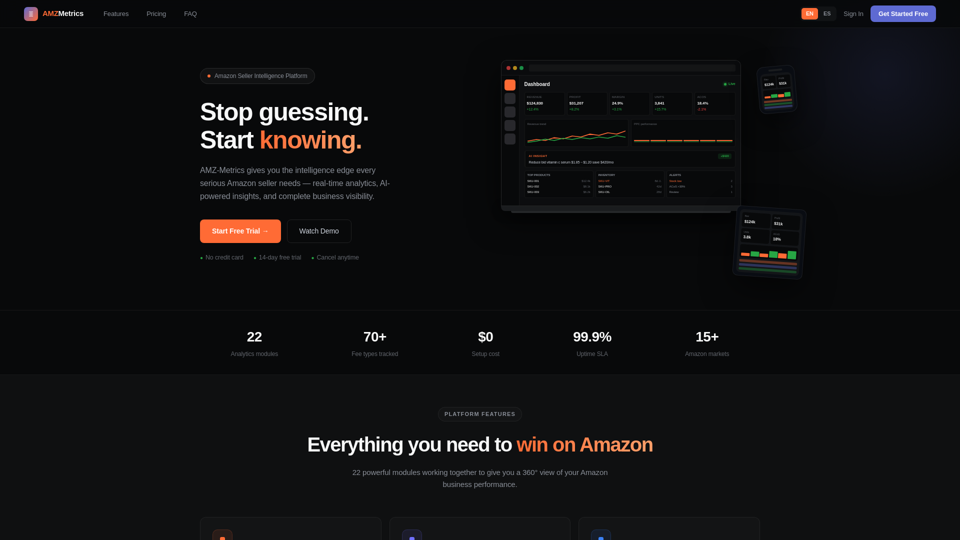 website screenshot of https://amz-metrics.com