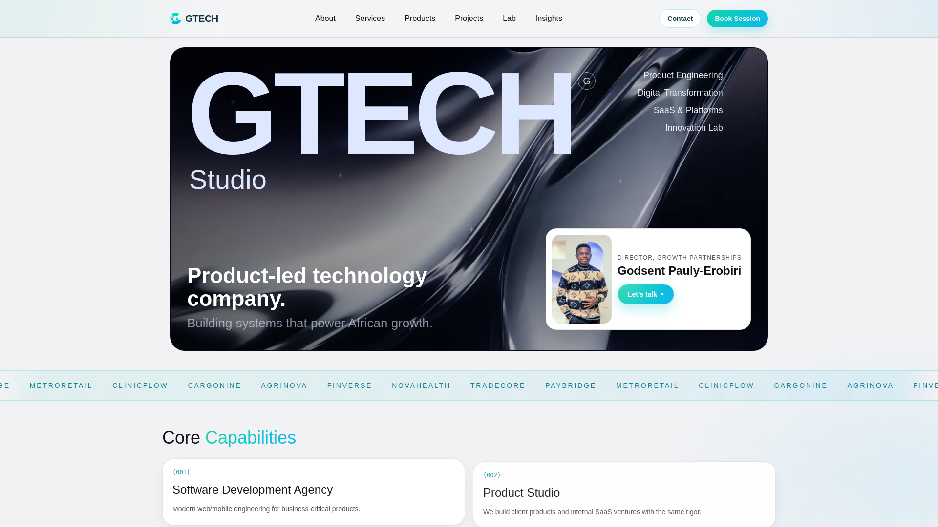 website screenshot of https://buildwithgtech.com/