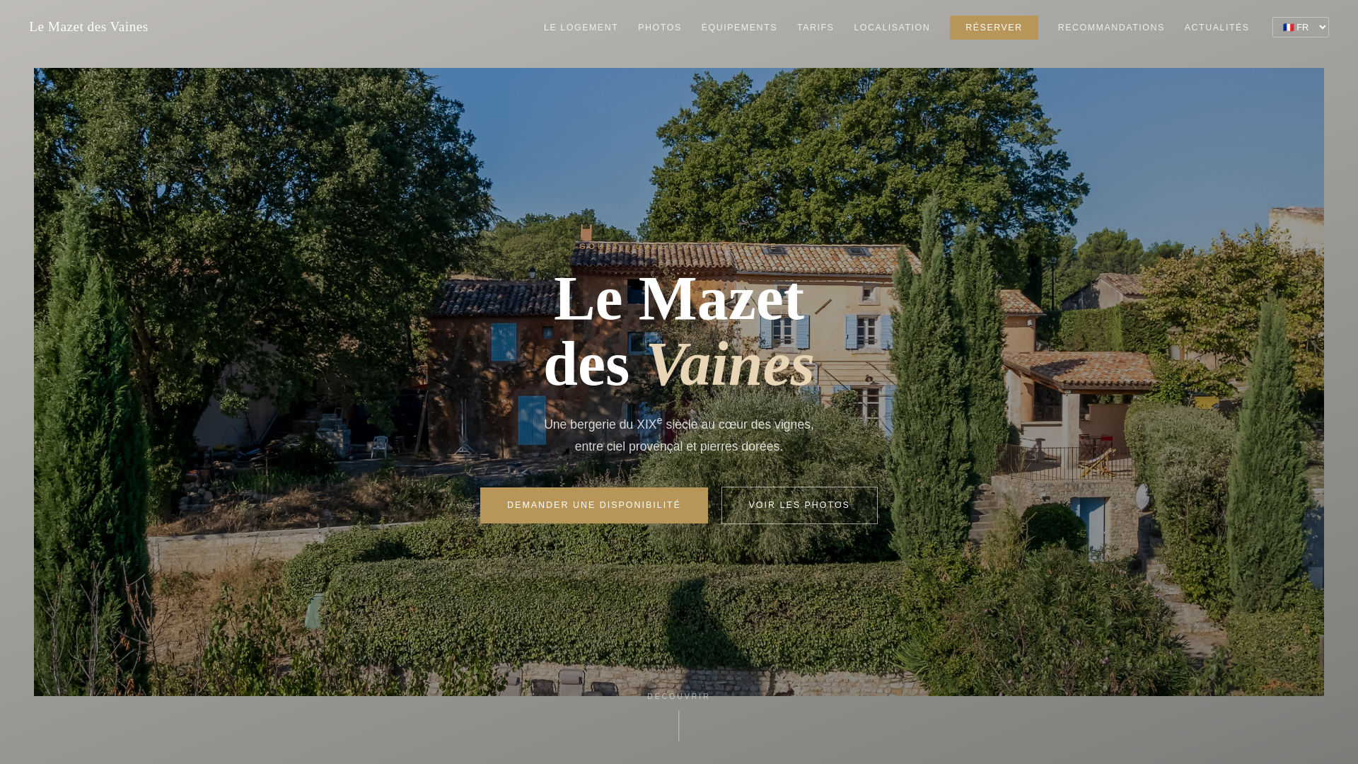 website screenshot of https://lemazetdesvaines.com/