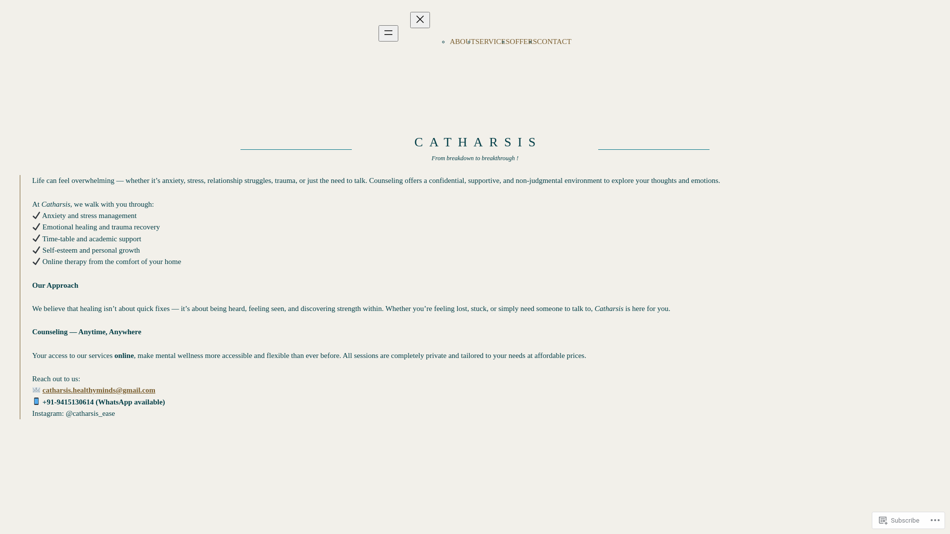 website screenshot of https://catharsisease.com/