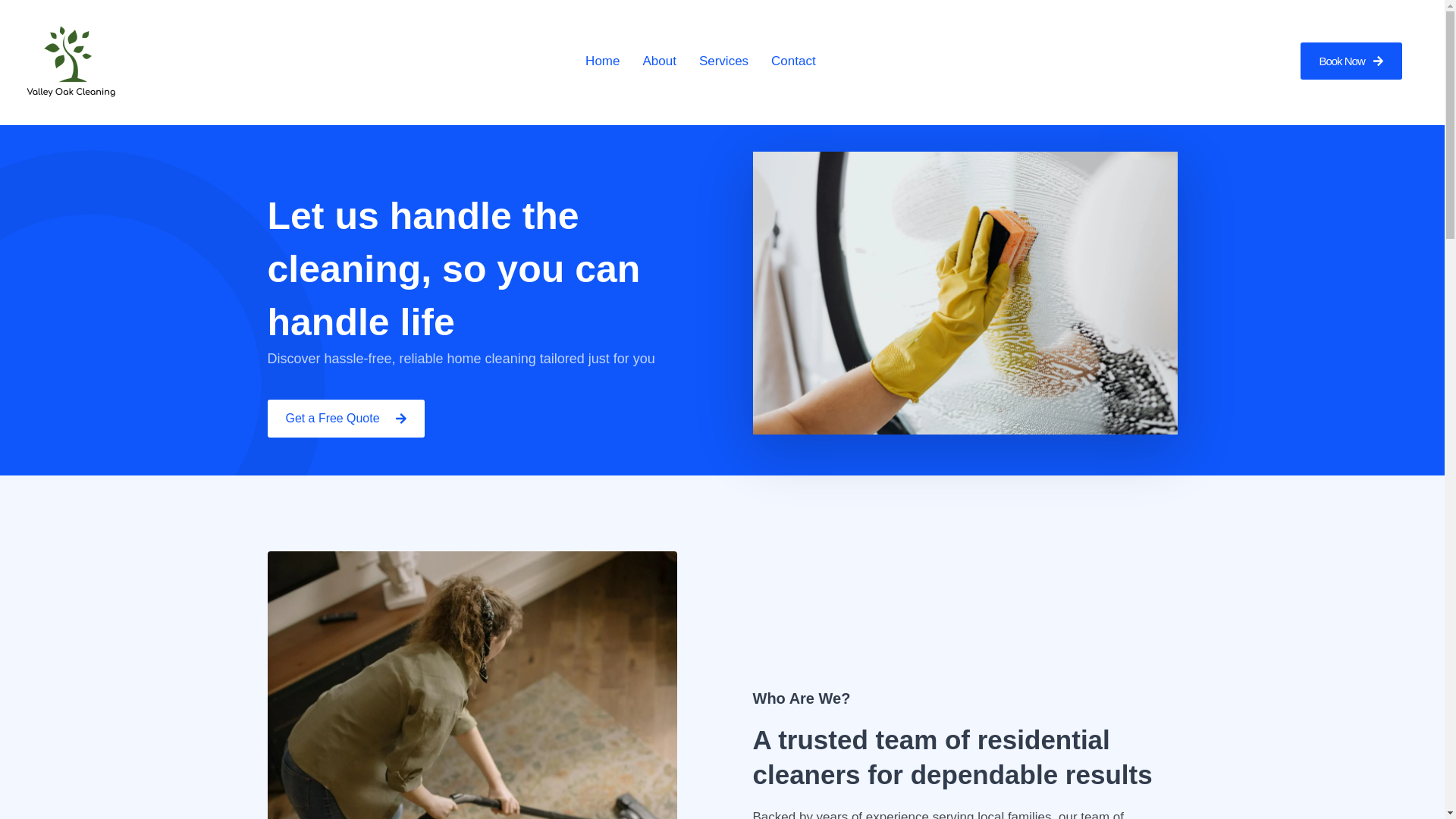 website screenshot of https://valleyoakcleaning.com/