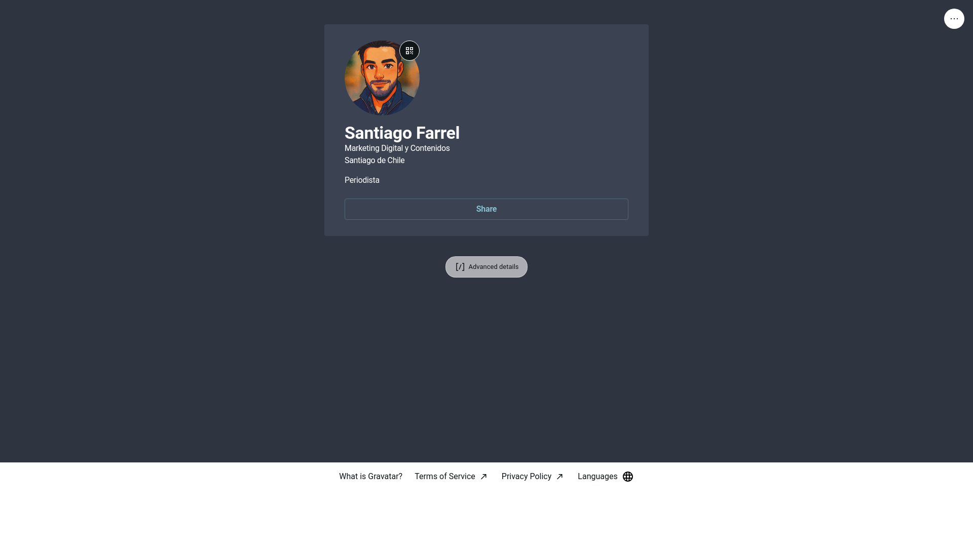 website screenshot of https://santiagofarrel.pro/