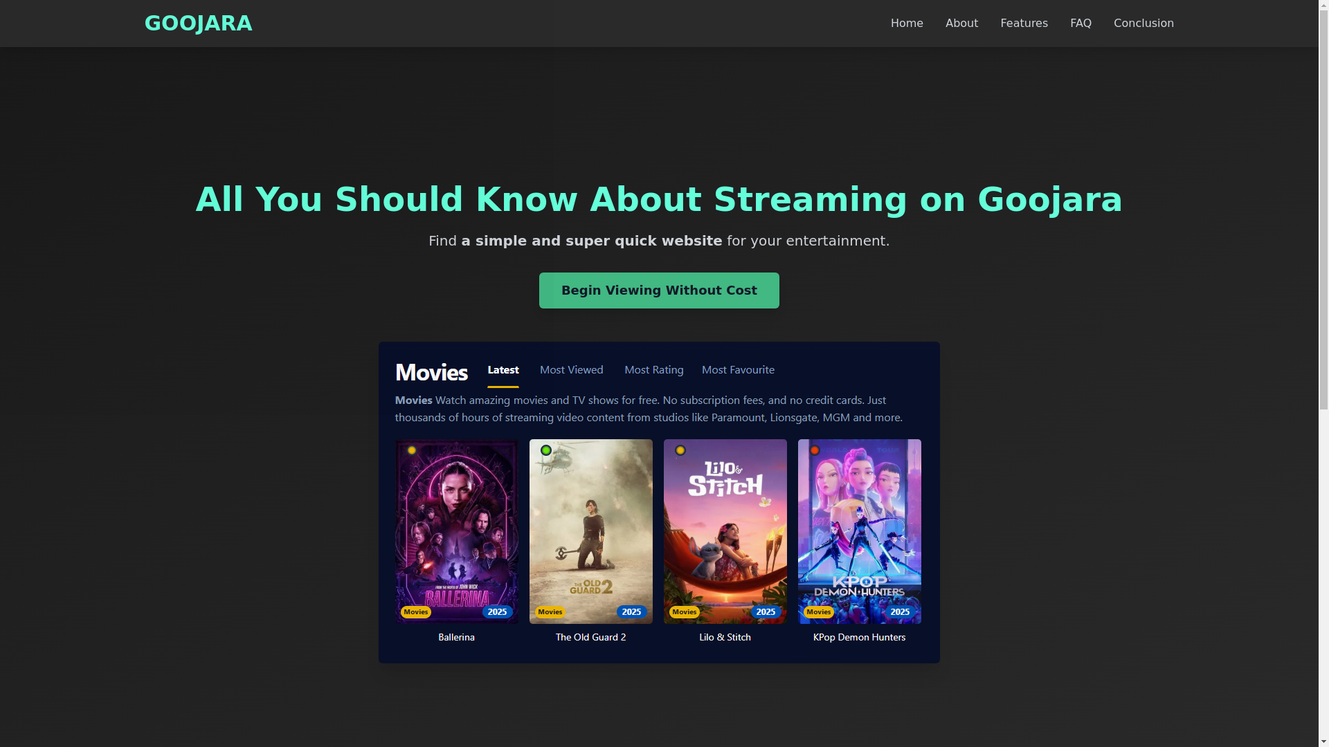 website screenshot of https://goojara-85ly.pages.dev/