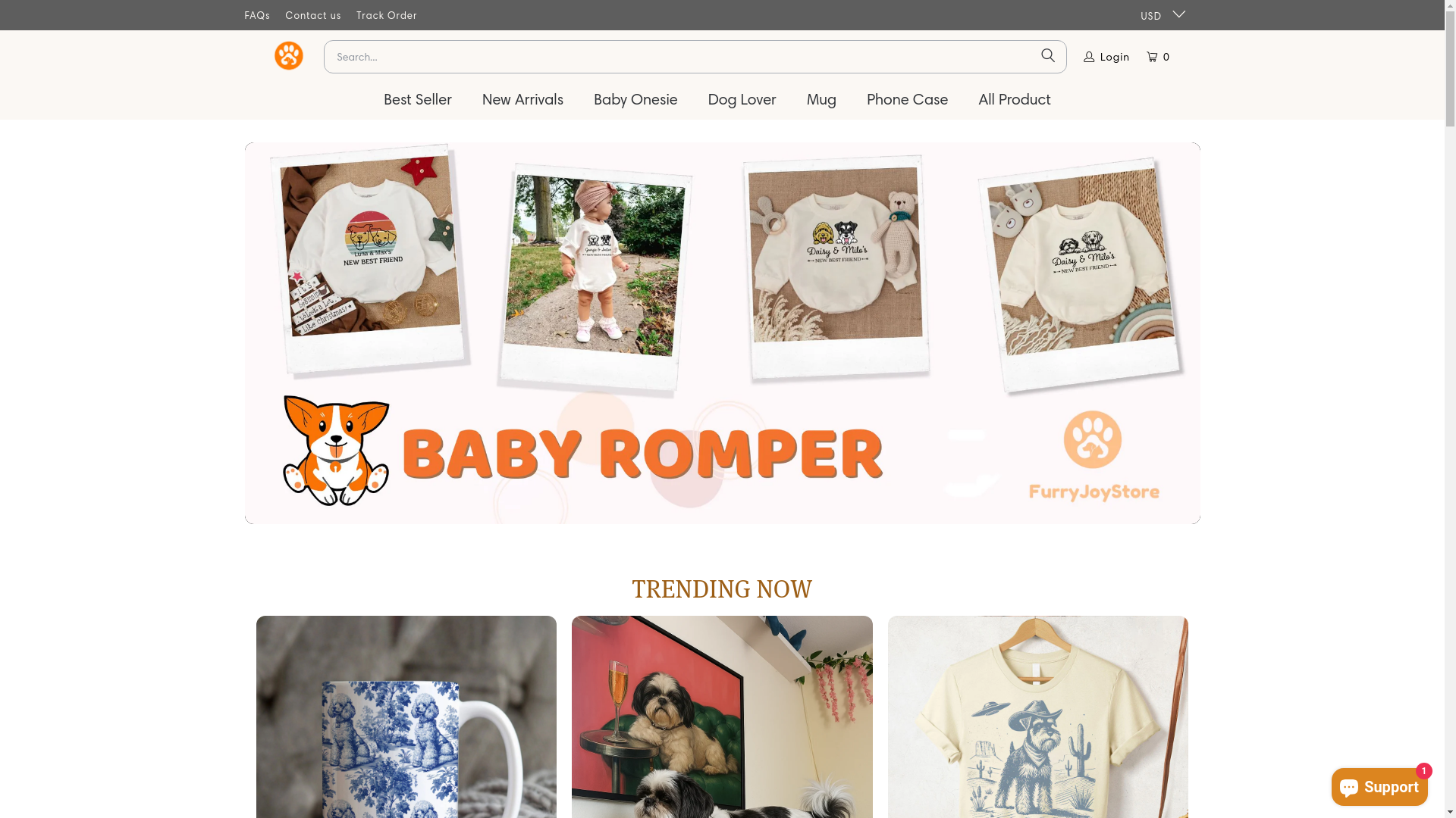 website screenshot of https://furryjoystore.com/