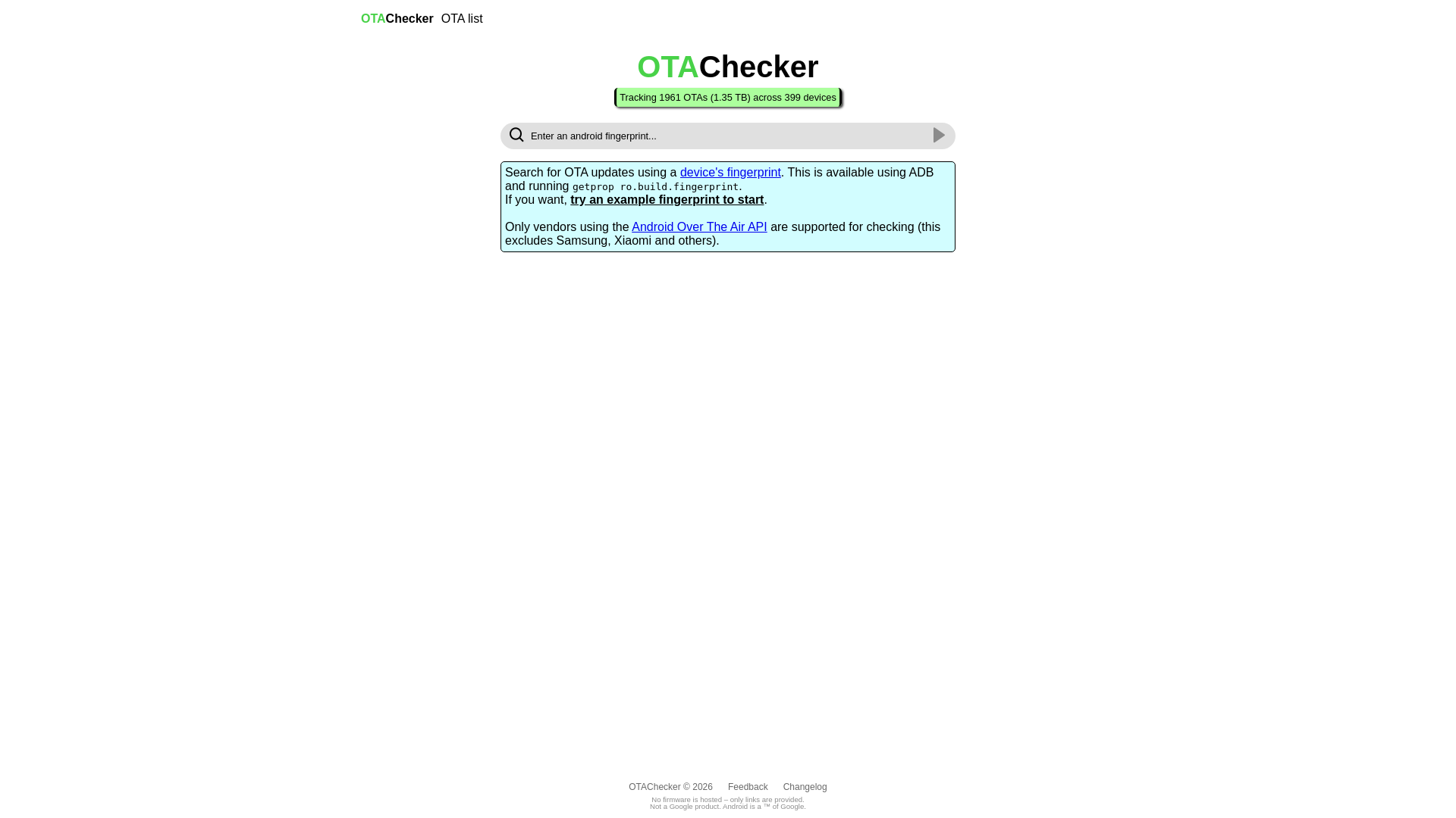 website screenshot of https://otachecker.com/