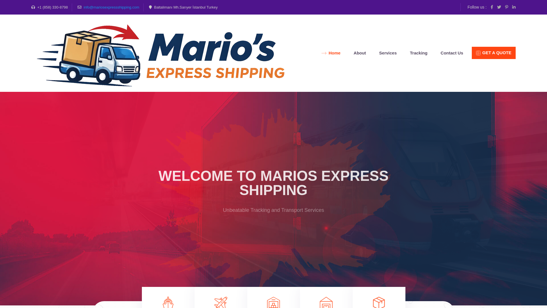 website screenshot of https://mariosexpressshipping.com