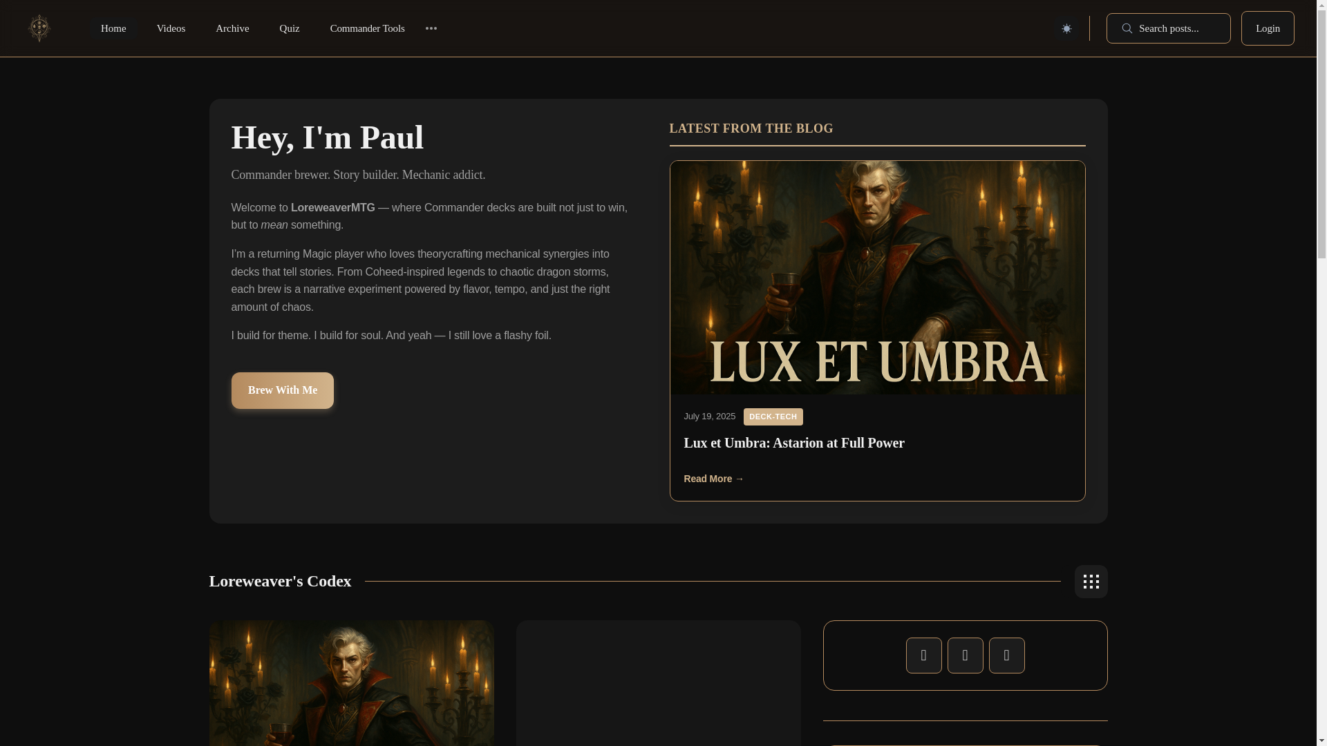website screenshot of https://loreweavermtg.pages.dev/