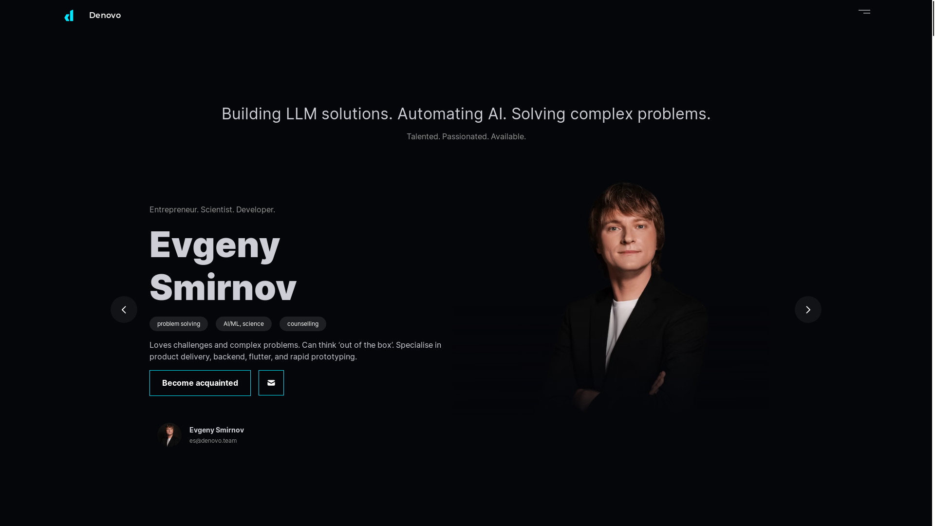 website screenshot of https://denovo-landing-new.pages.dev/