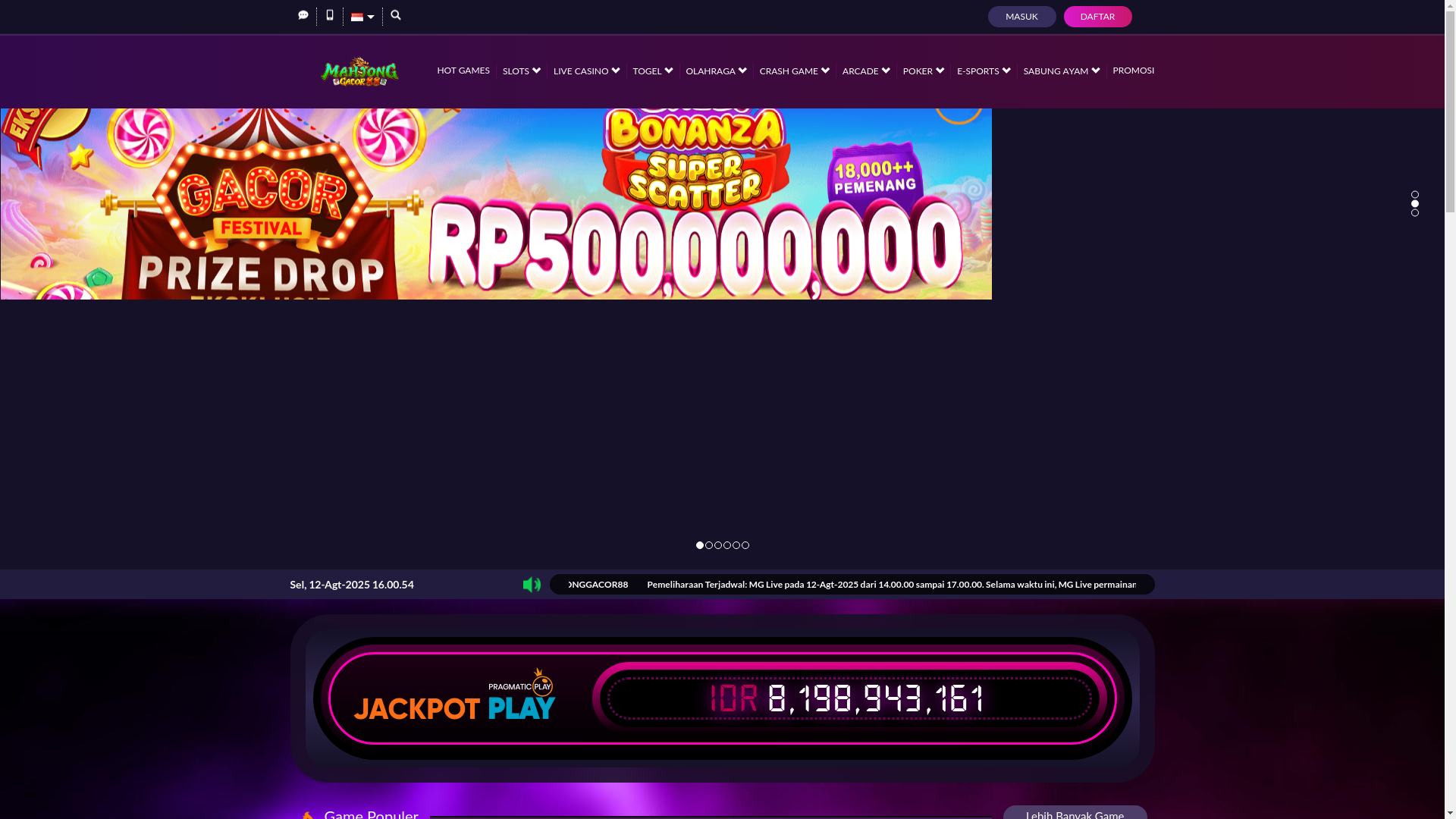 website screenshot of https://mahjonggacor88.org/