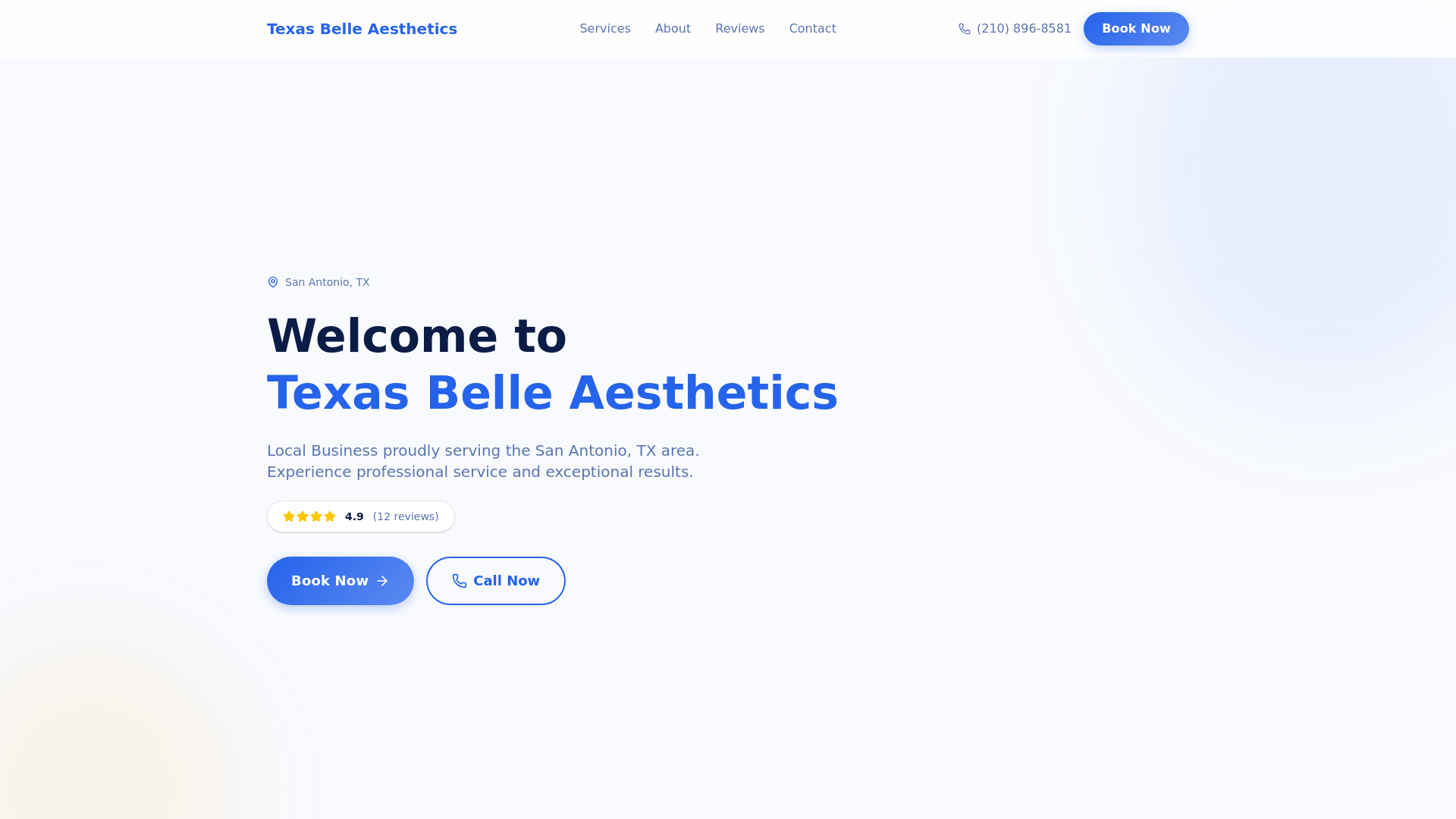 website screenshot of https://texas-belle-aesthetics-san-tx-odev.pages.dev/